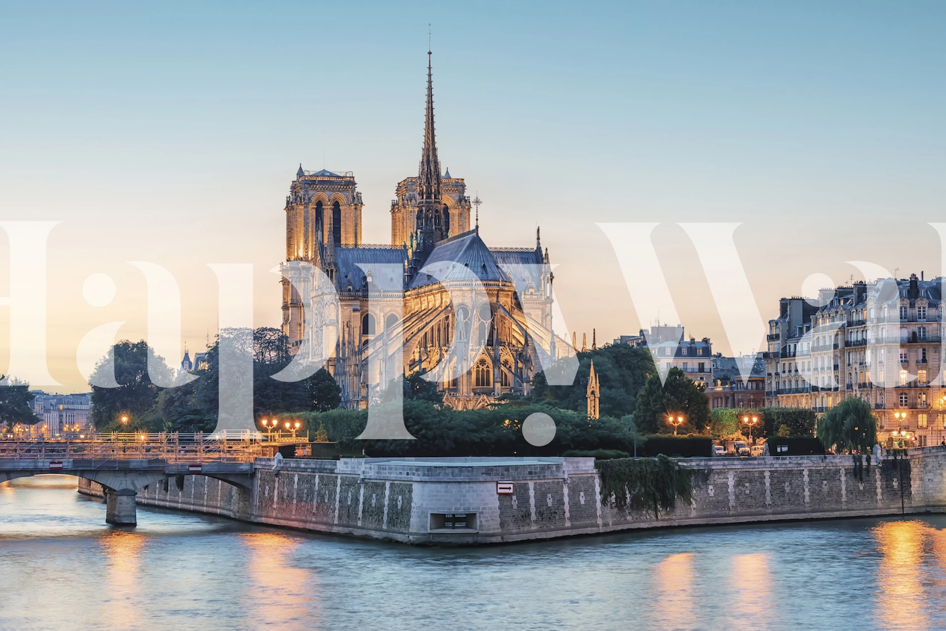 Papel pintado Cathedral Notre-Dame en una habitación