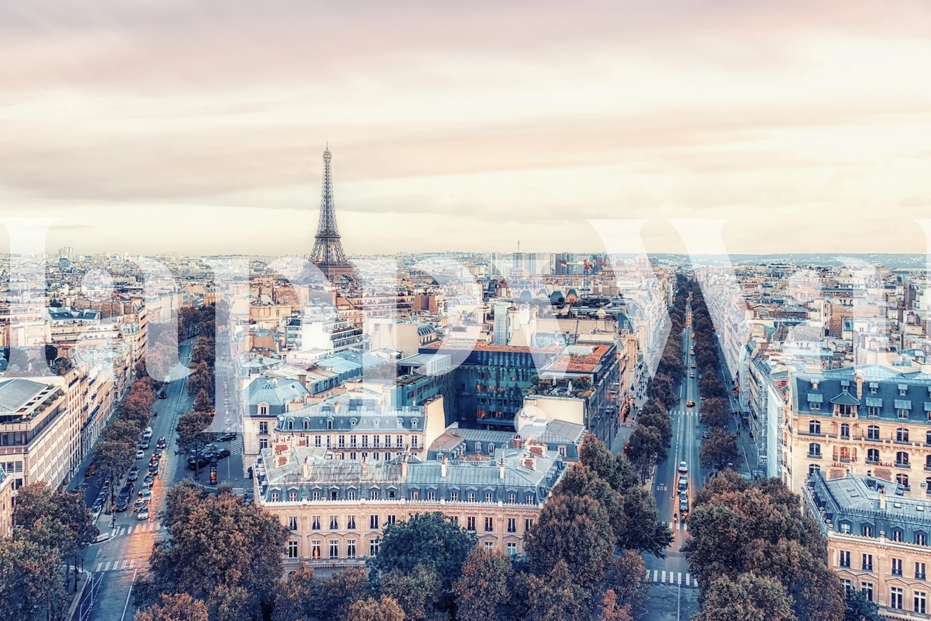 Paris city panorama wallpaper in a room