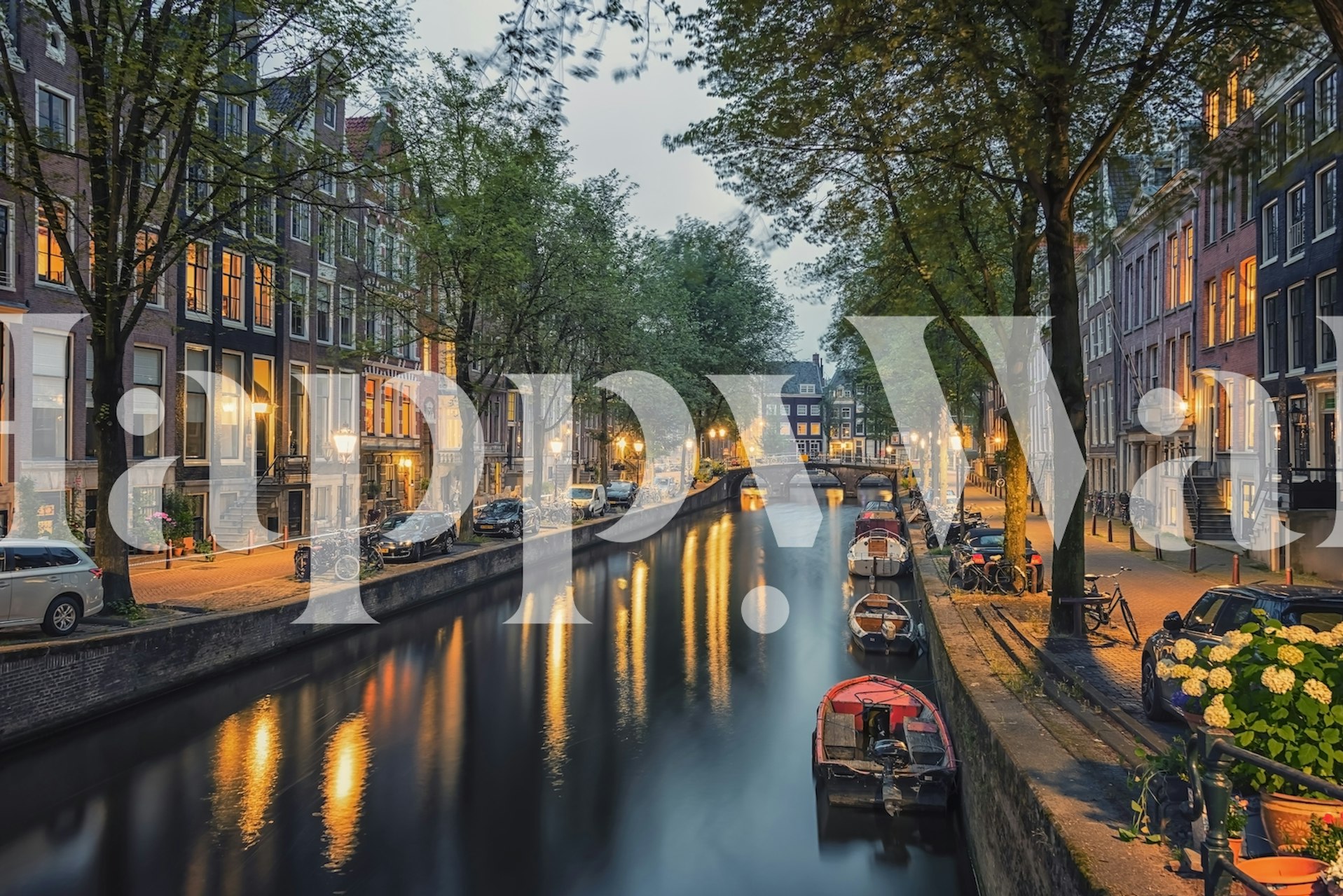 Amsterdam city wallpaper displayed in a room