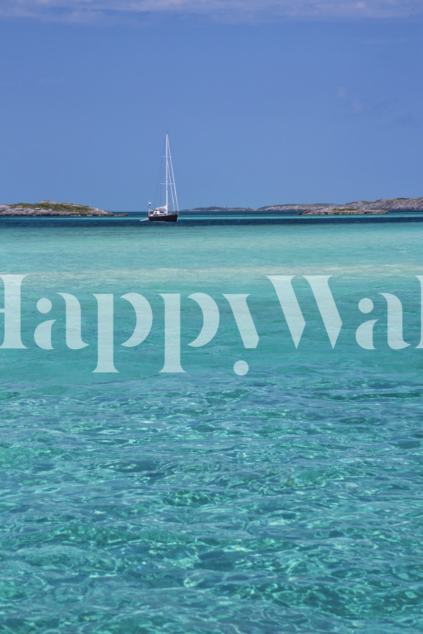 Bahamas inspired wallpaper in a room