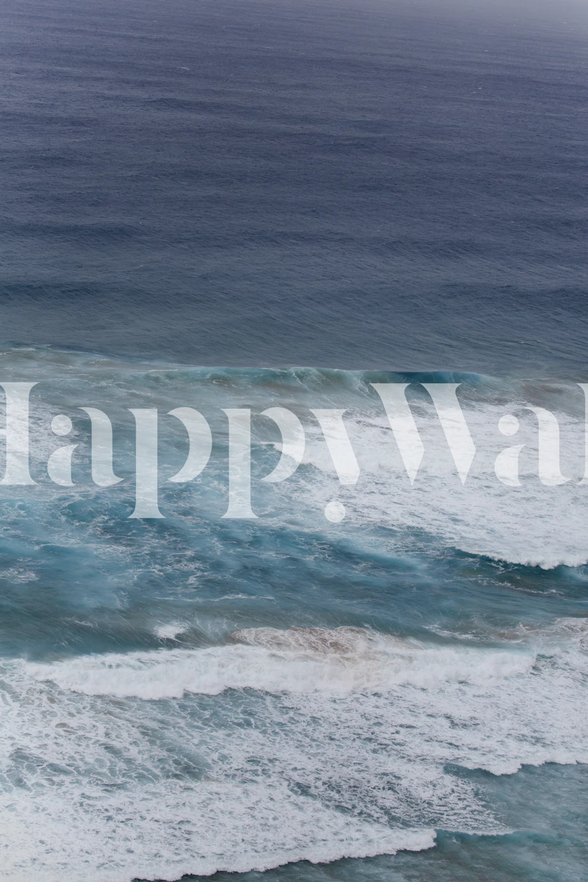 Ocean waves in blue and white colors wallpaper