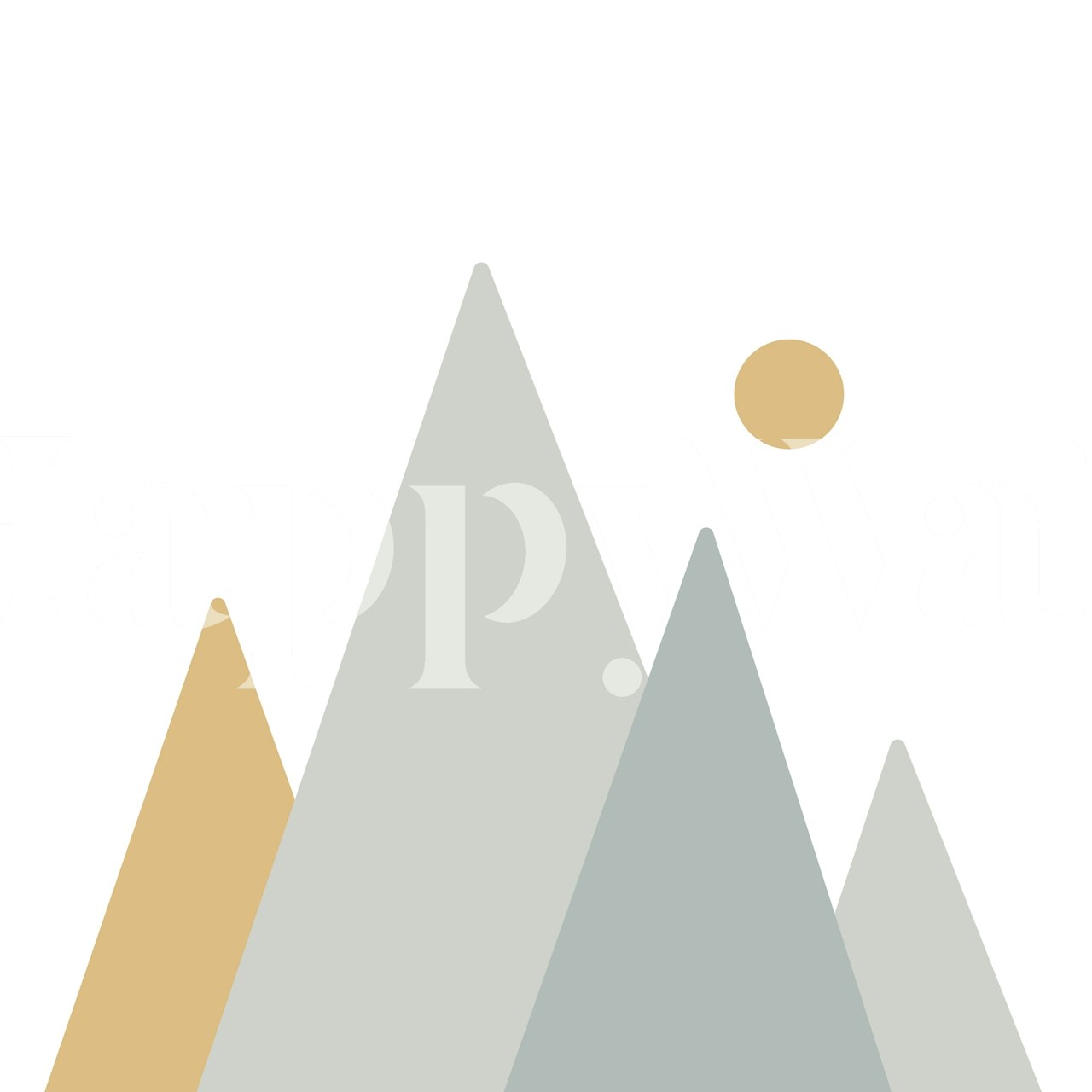 Stylized minimalist mountain peaks in gray and beige wallpaper