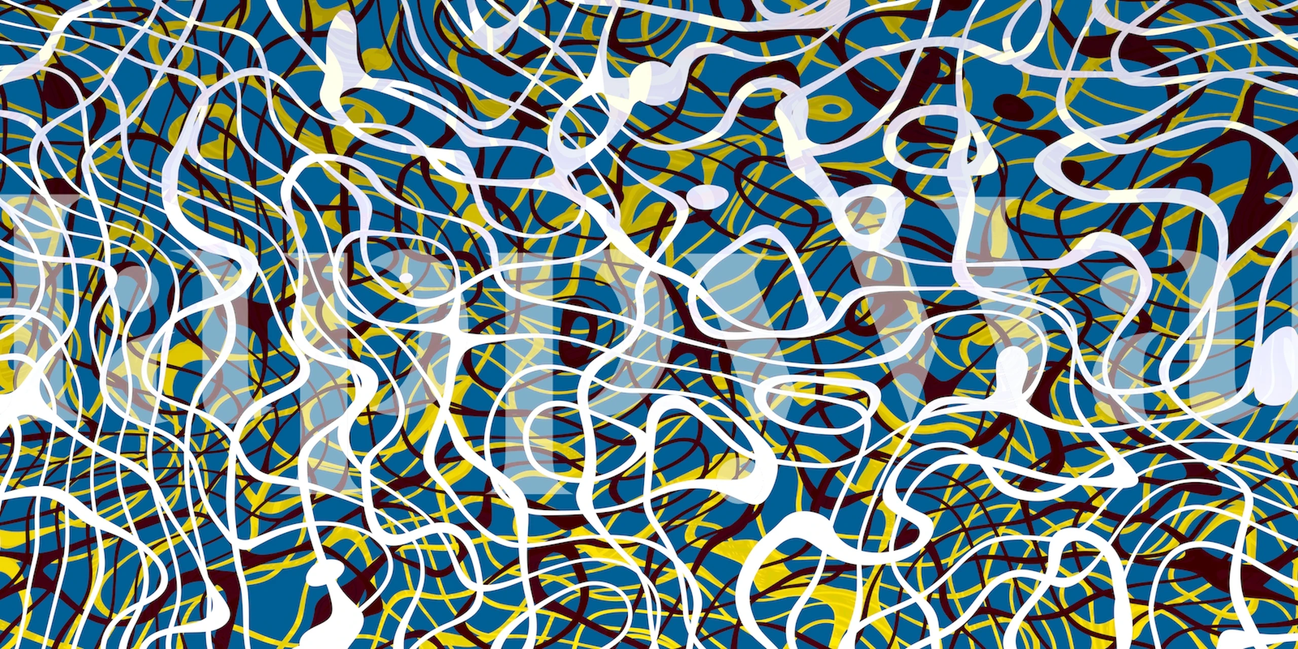 Abstract colorful wallpaper with curvy lines in blue, yellow, and red