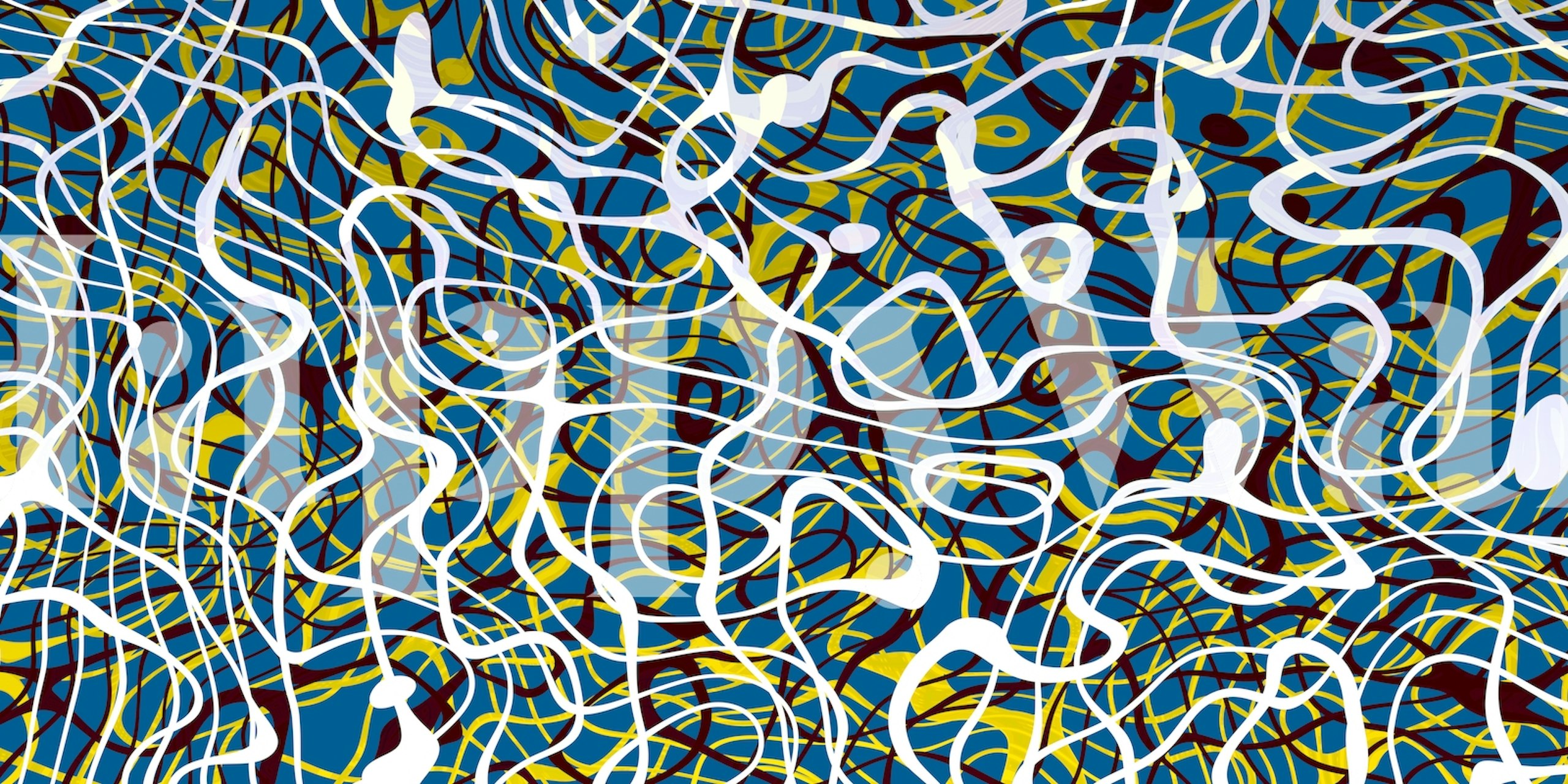 Abstract colorful wallpaper with curvy lines in blue, yellow, and red