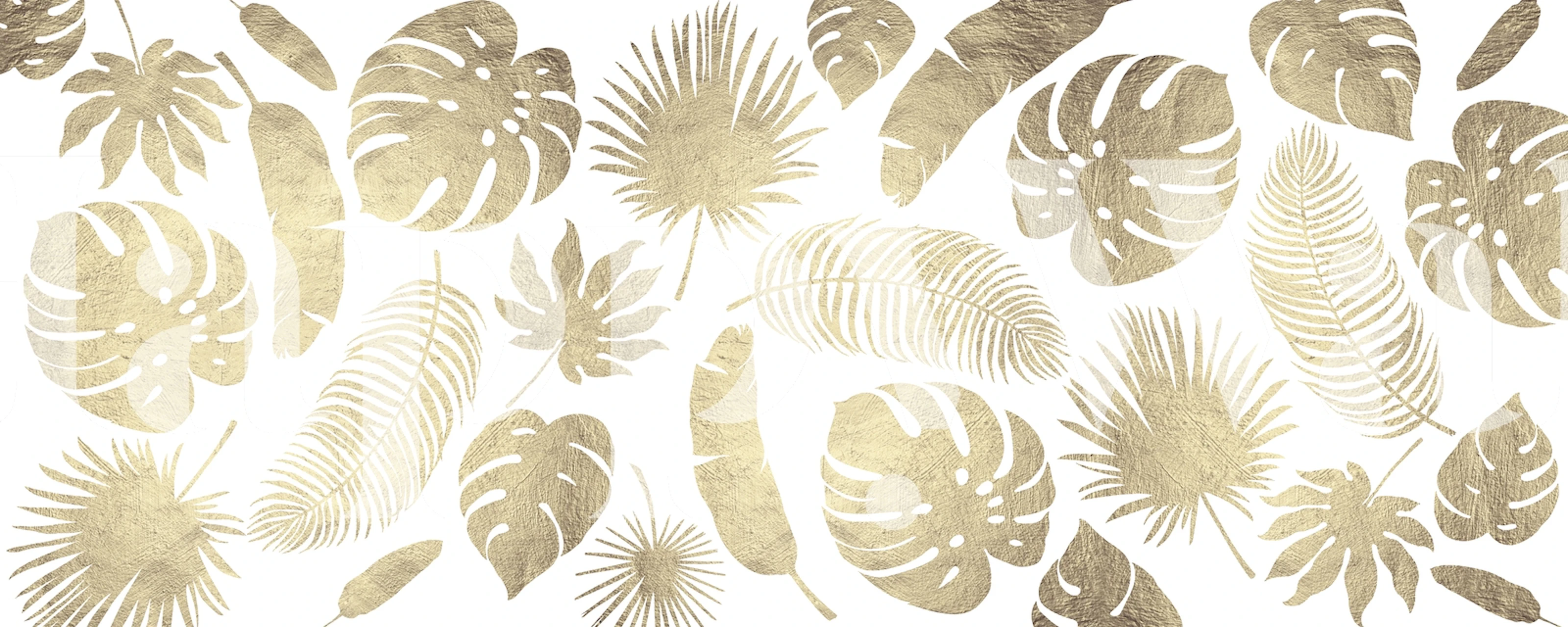 Golden leaves pattern on wallpaper in a stylish room