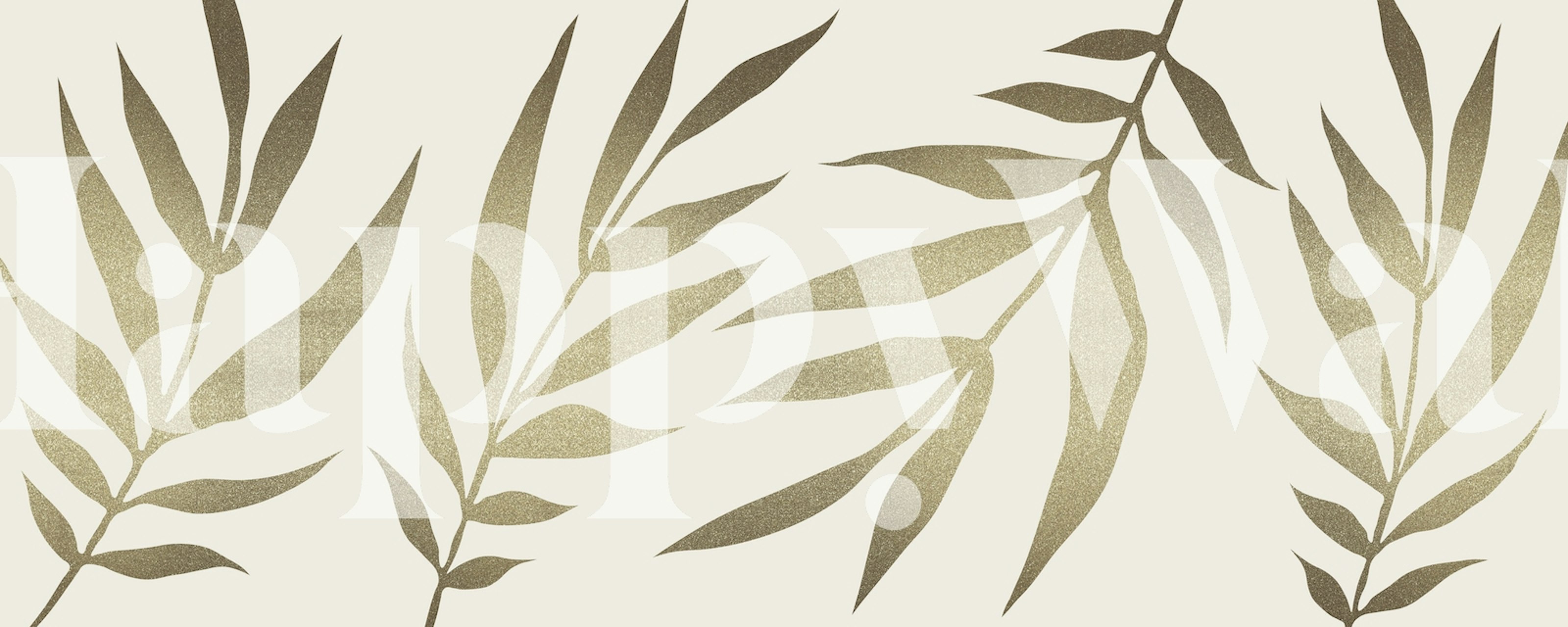 Gold leaf plant design on light background wallpaper