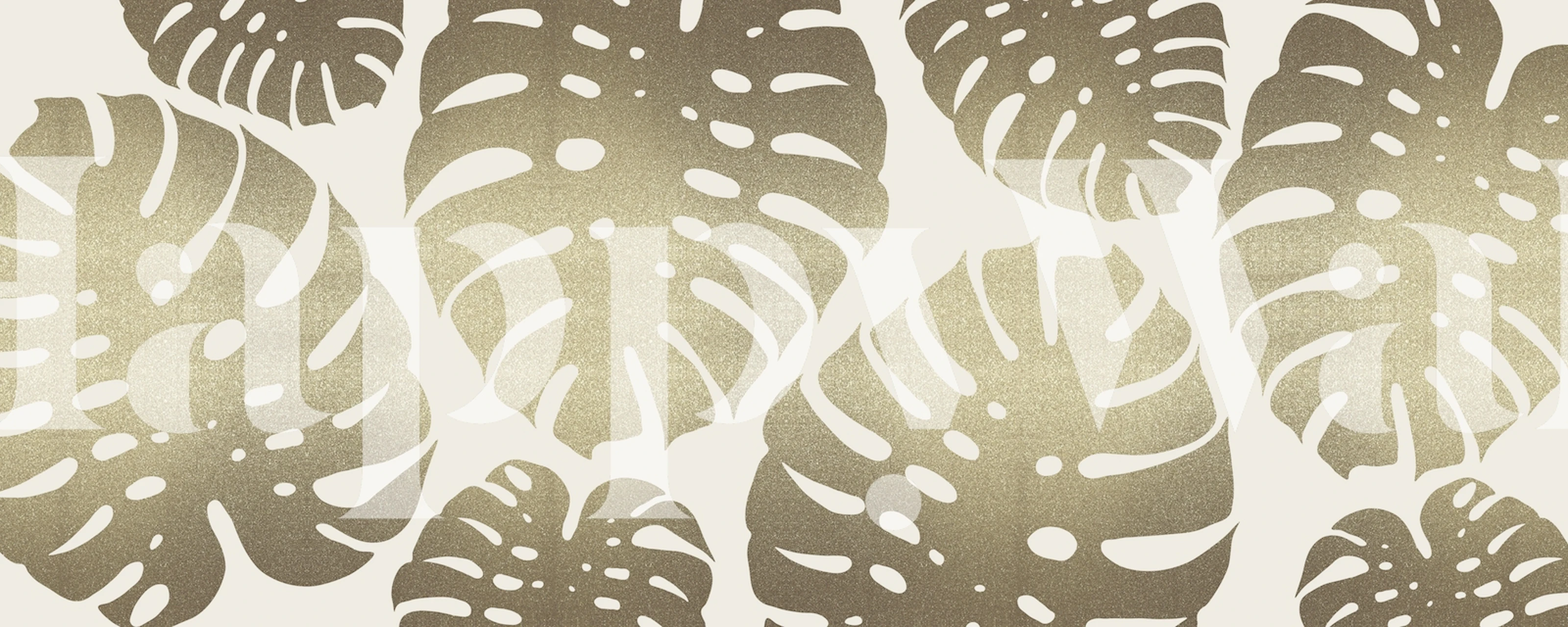 Elegantní zlaté listy monstera na neutrálním pozadí nástěnného muralu