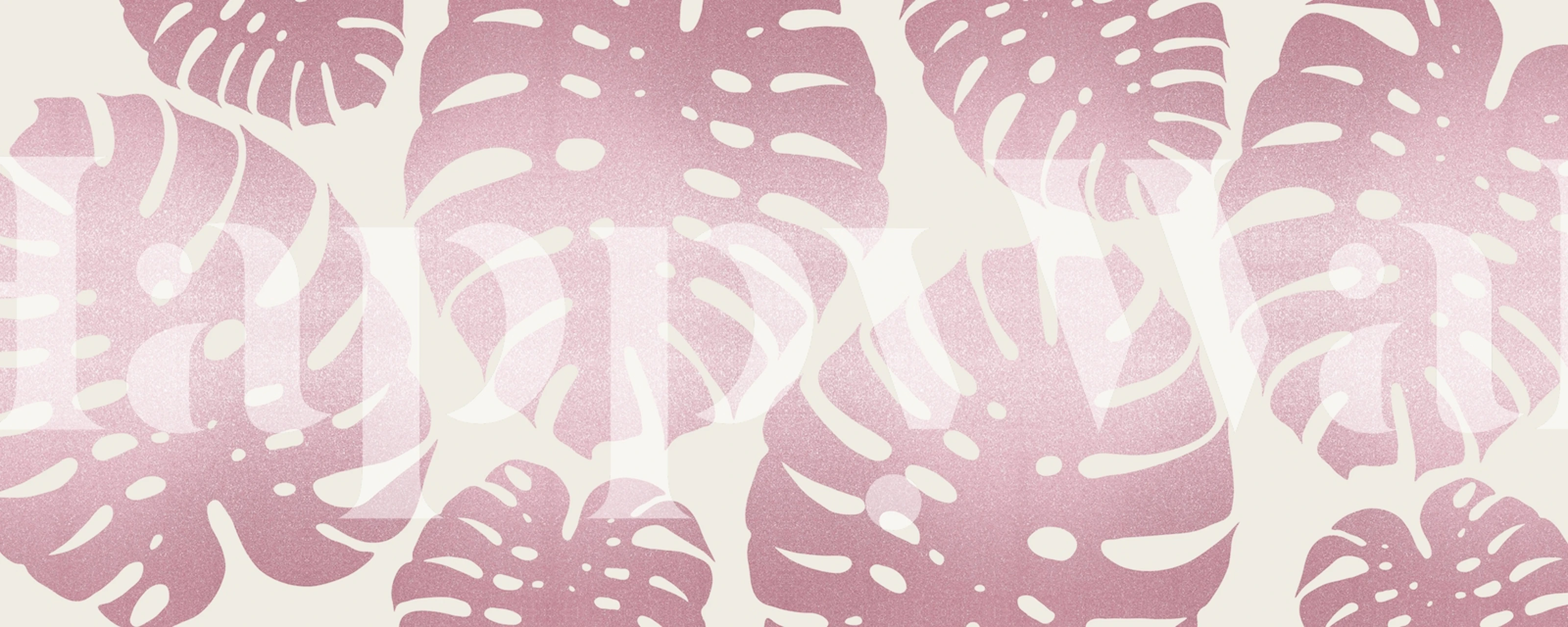Large pink monstera leaves on a light background wallpaper