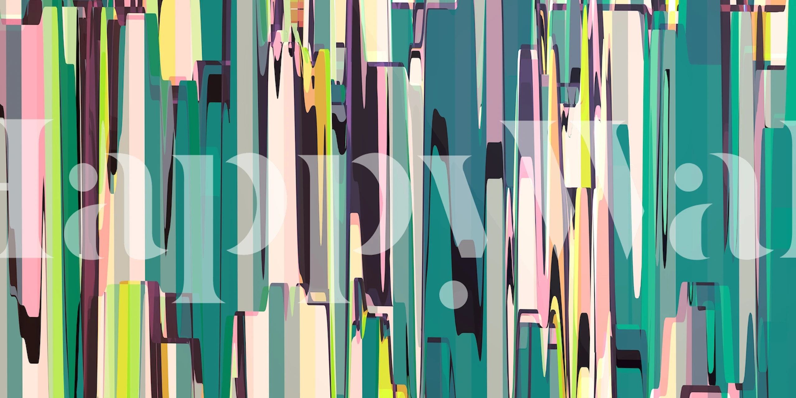 Abstract vertical line pattern wall mural with a mix of pastel and vibrant colors