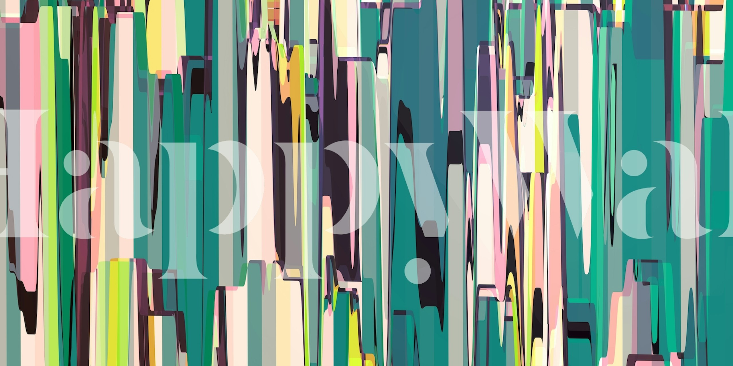 Abstract vertical line pattern wall mural with a mix of pastel and vibrant colors