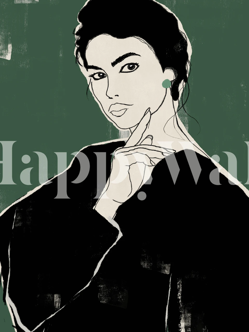 Woman Abstract Black wallpaper in a room