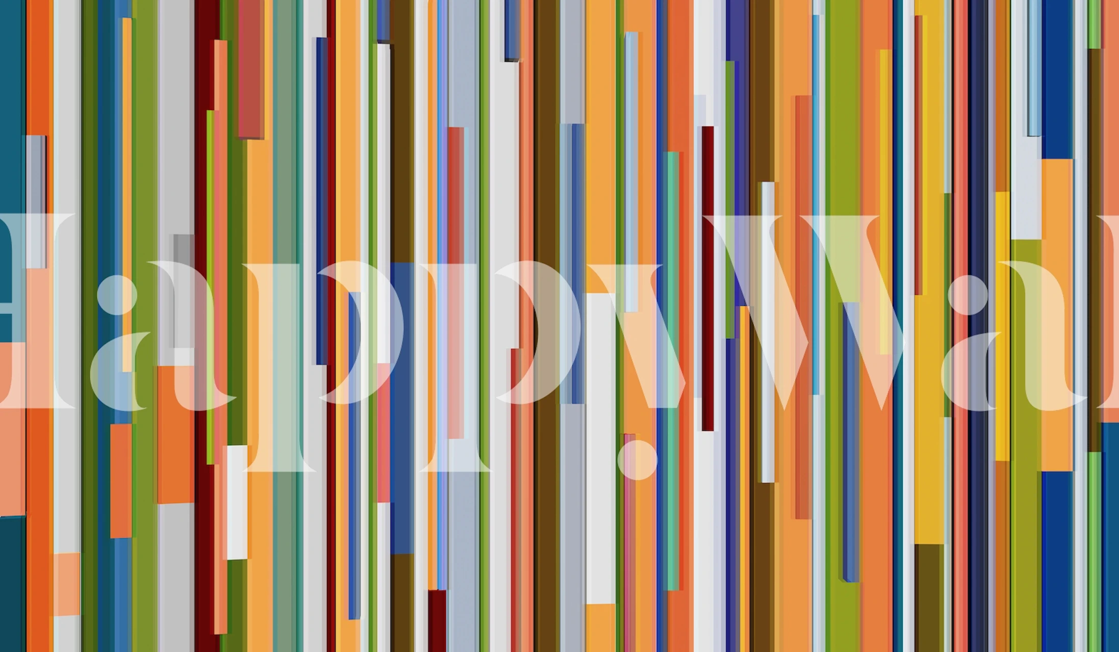 Colorful vertical stripes in various shades on wallpaper