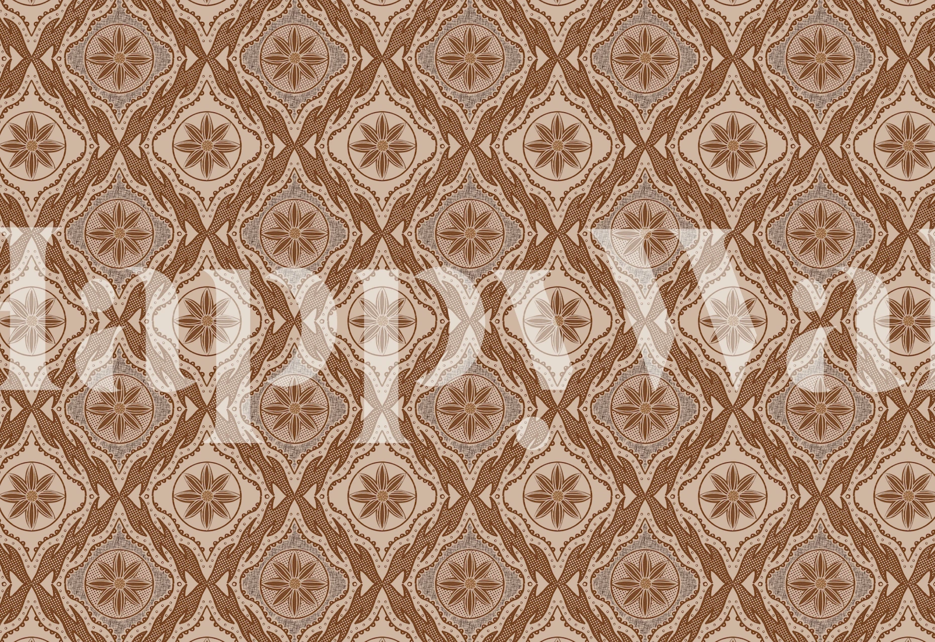 Earth Tone Damask Tapete in einem Zimmer