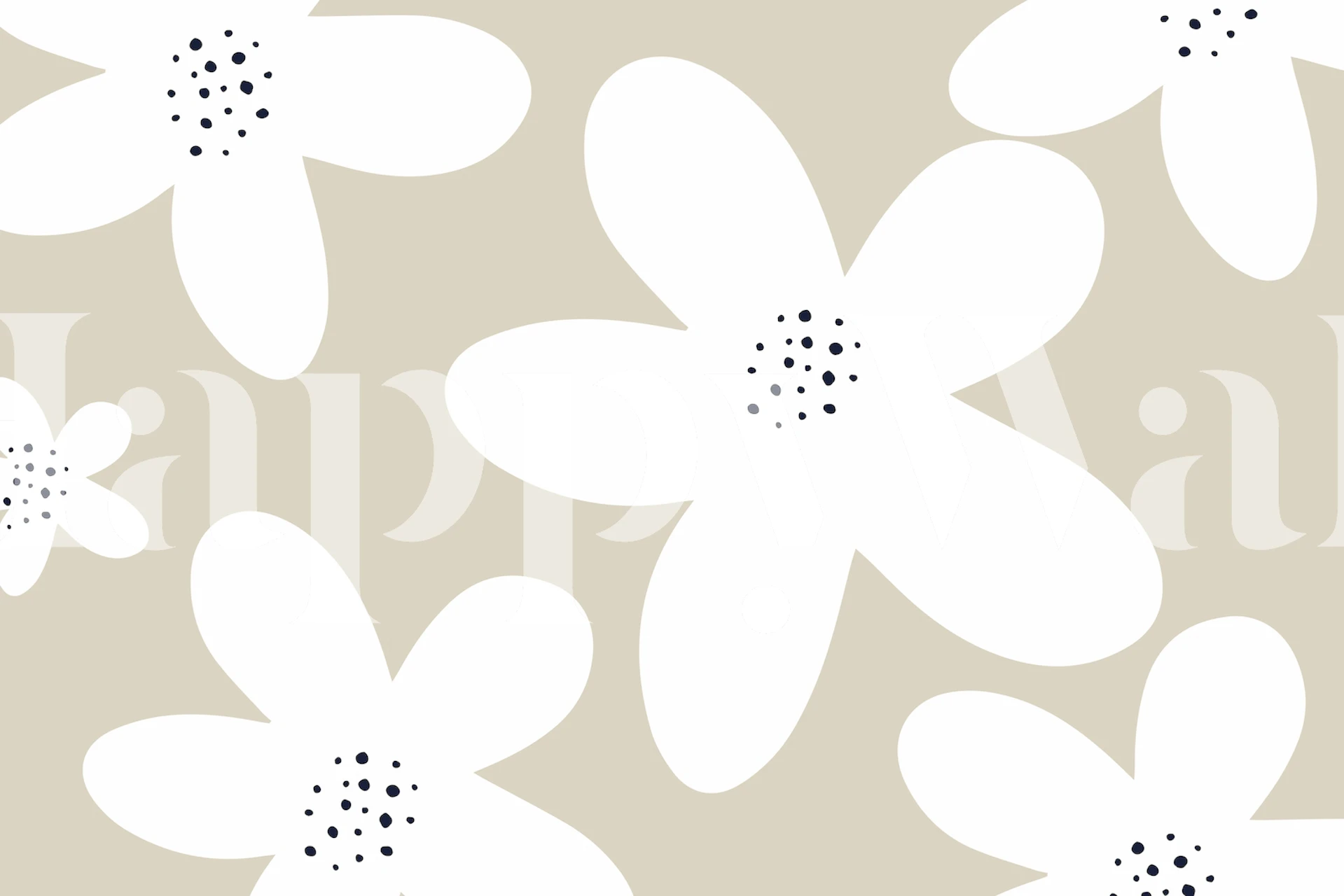 Scandi Big Flower Beige Veggmaleri med overdimensjonerte blomstermotiver