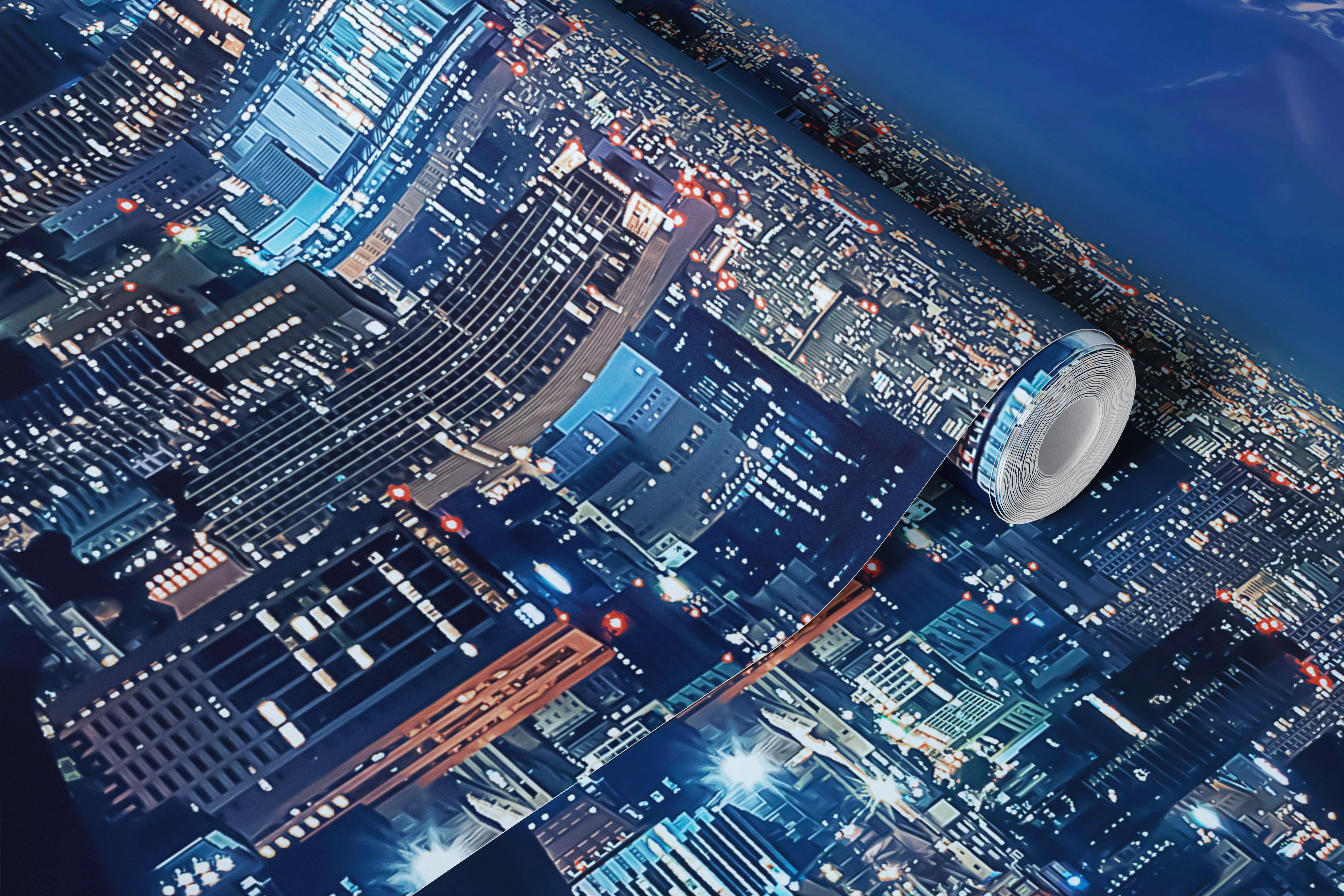 Tokyo skyline at dusk with lit buildings and Mount Fuji wallpaper