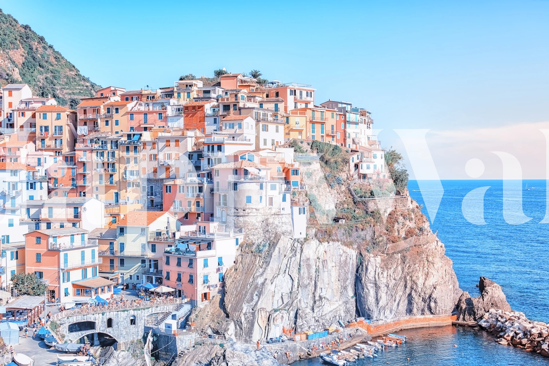 Manarola in summer wallpaper design in a room