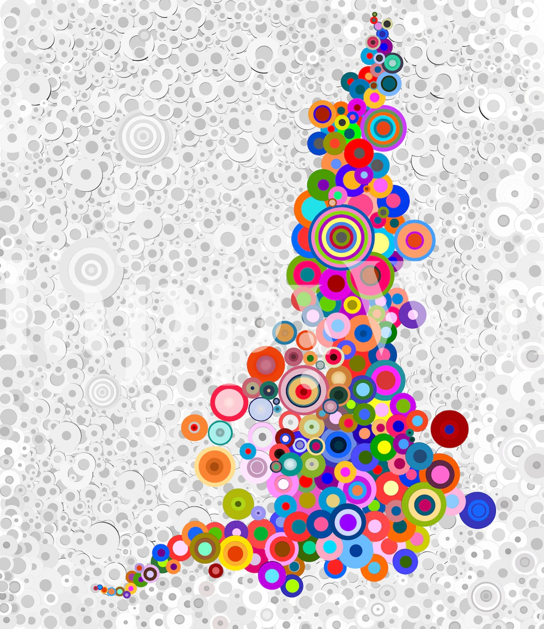 Colorful circles in various sizes and colors on a neutral background wallpaper