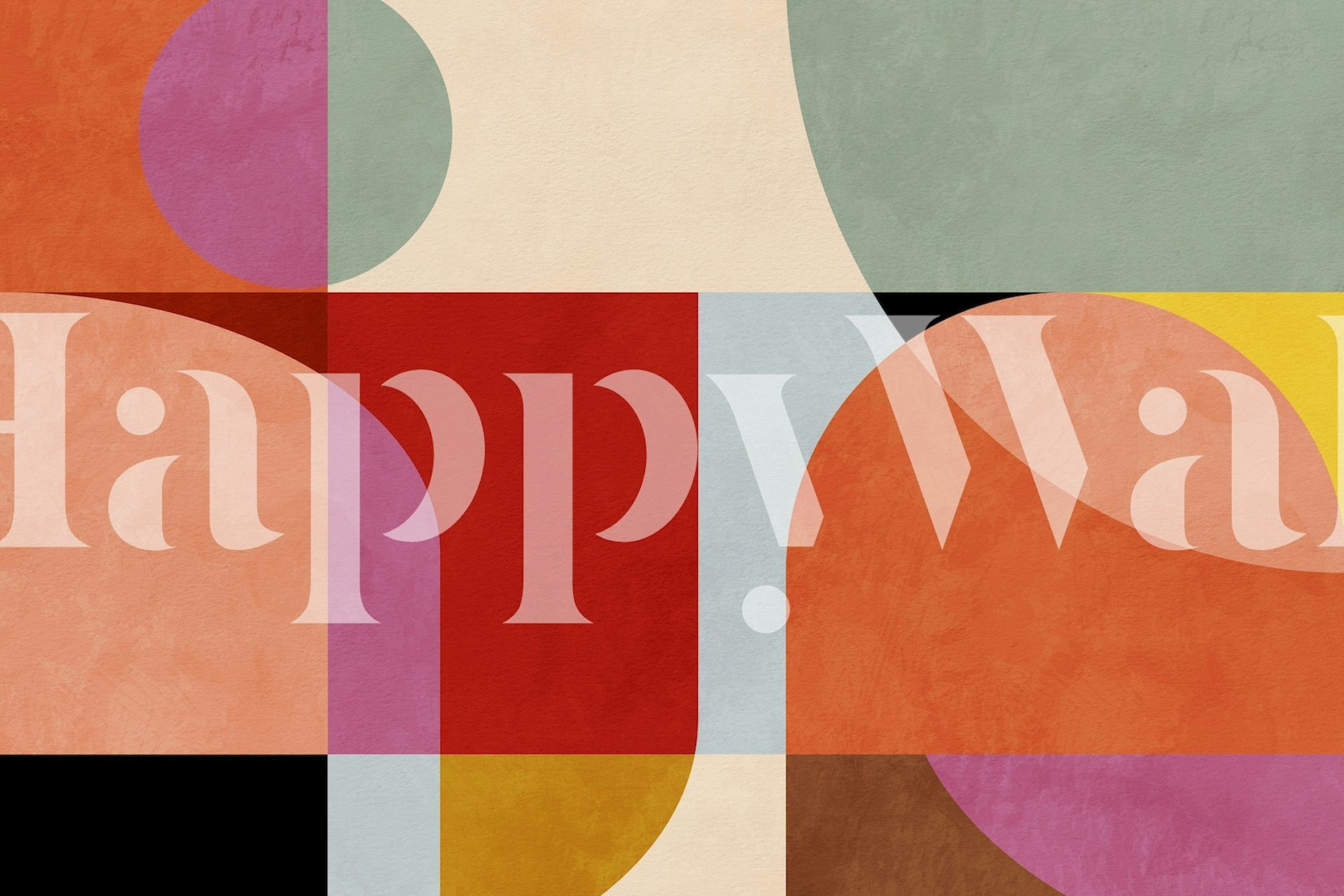 Colorful geometric shapes in red, blue, peach, and green wallpaper