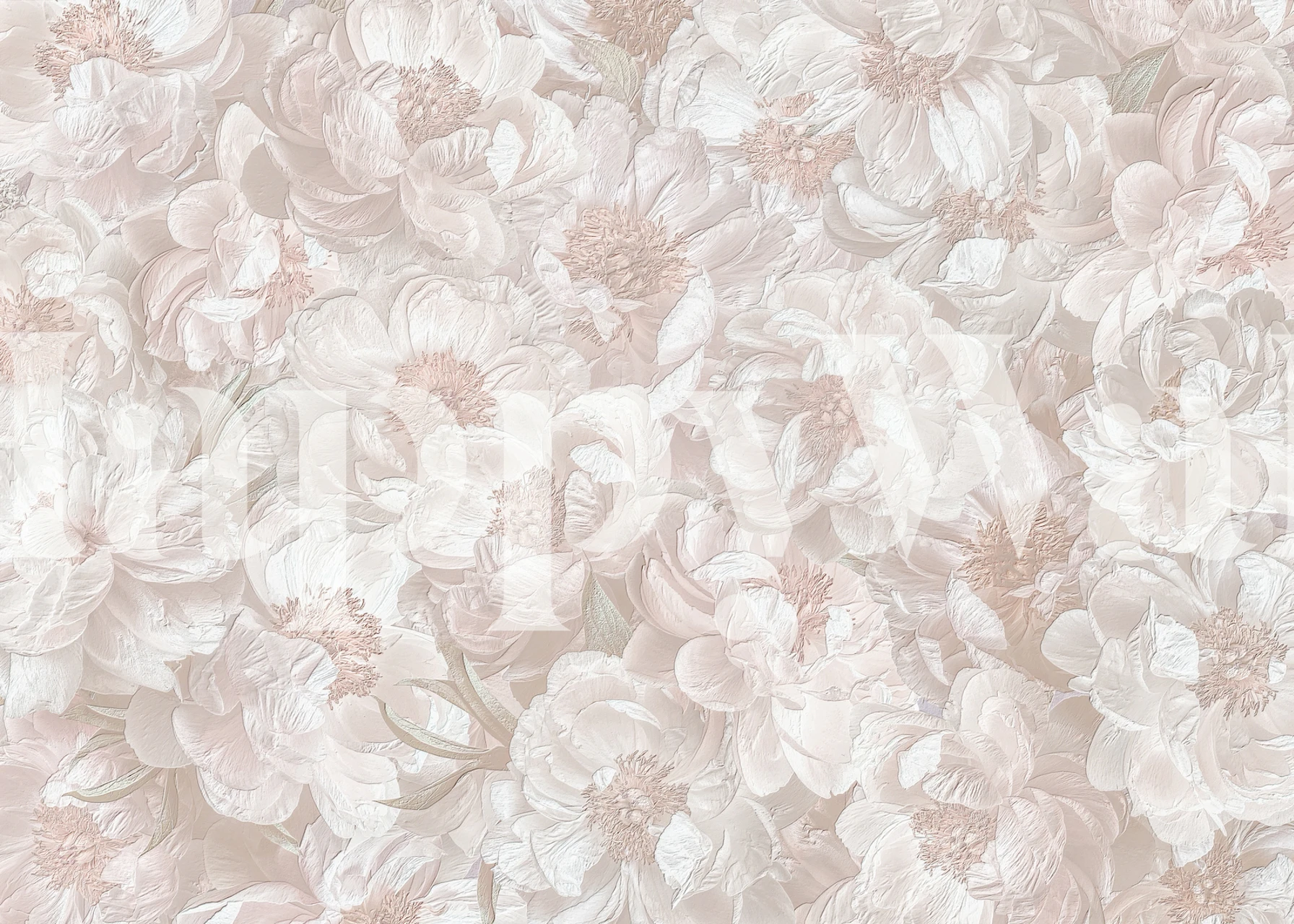 Large white floral pattern on soft pink background wallpaper
