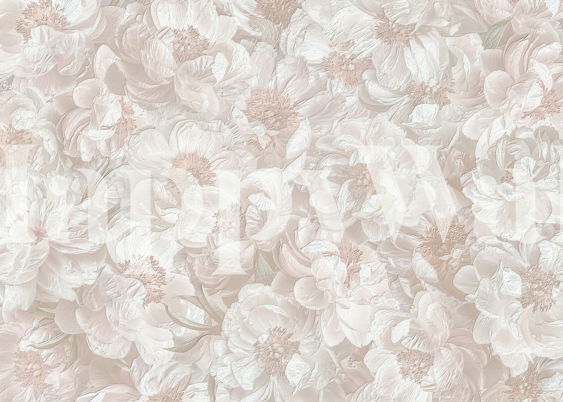 Large white floral pattern on soft pink background wallpaper