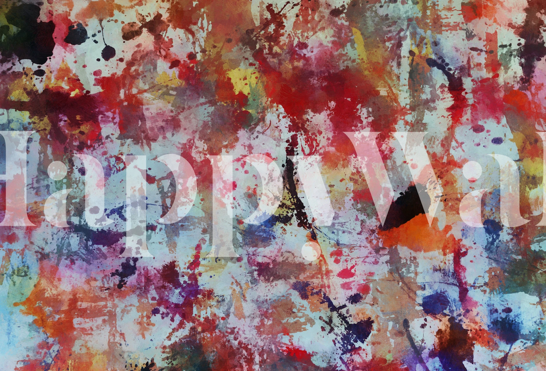 Colorful brushstroke wallpaper in a room