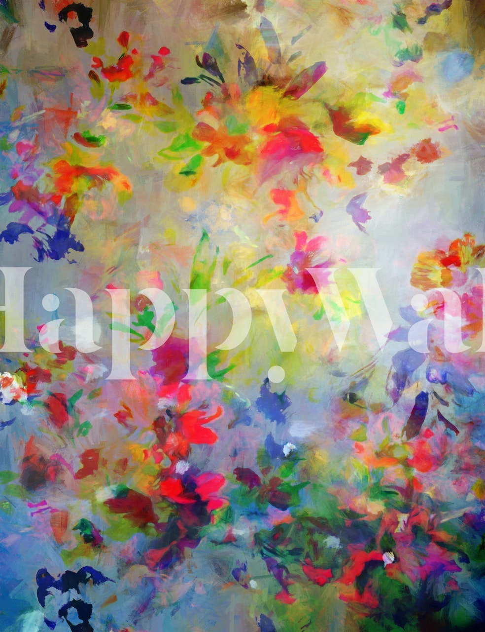 Vibrant wildflower wallpaper in a room