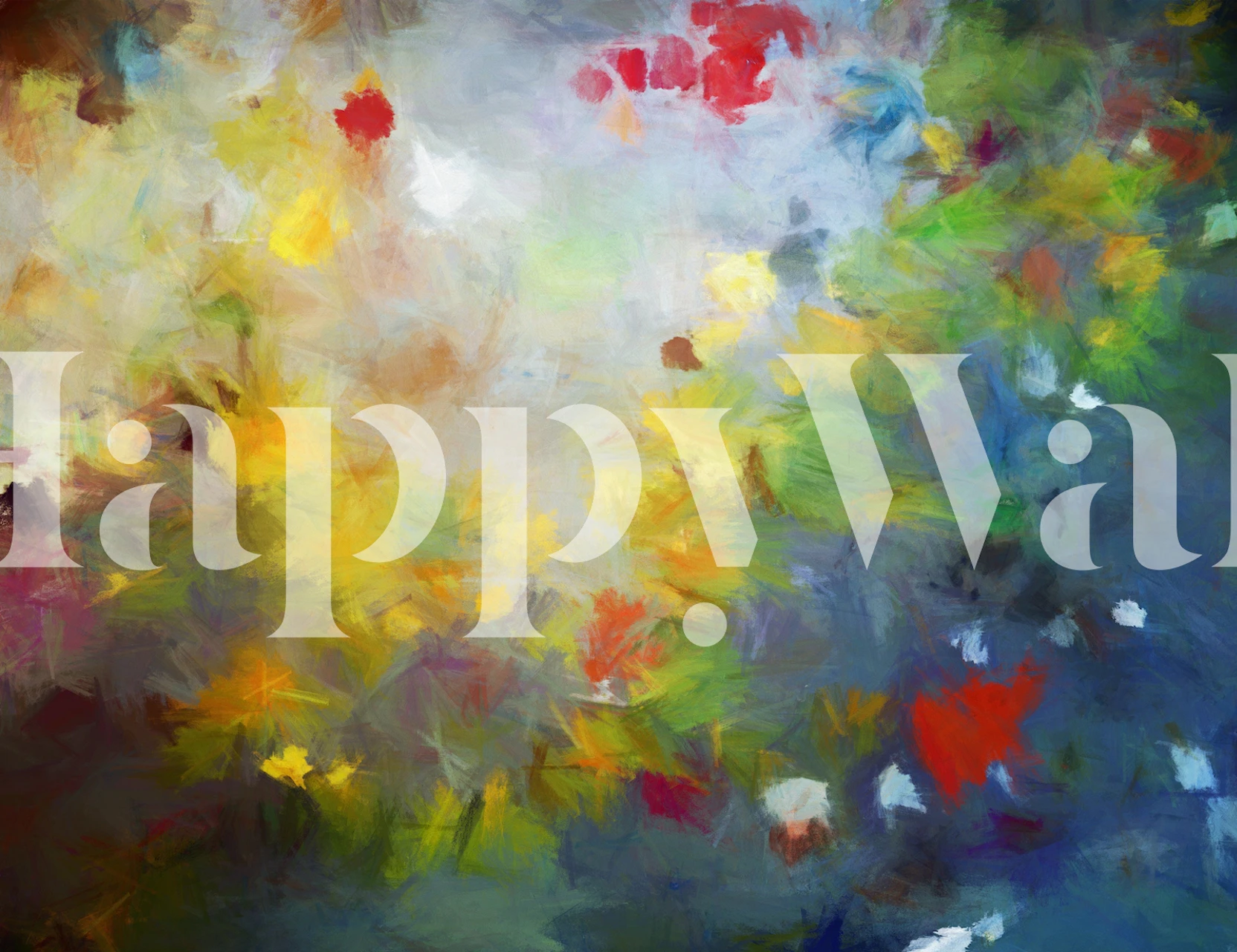 Abstract Floral wallpaper in a room