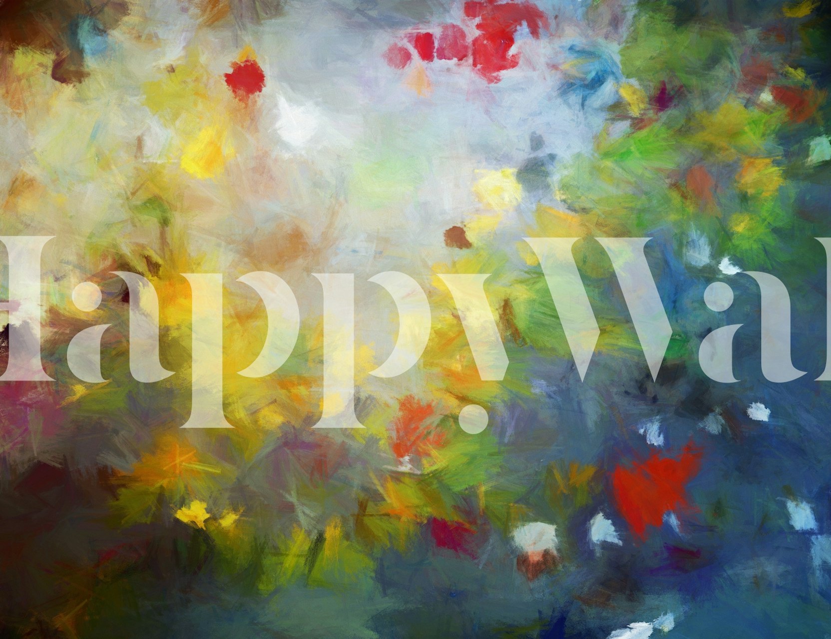 Abstract Floral wallpaper in a room