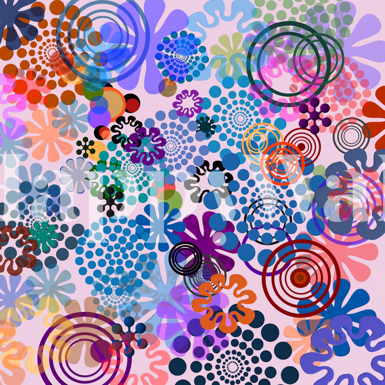 Colorful abstract floral shapes and patterns wallpaper