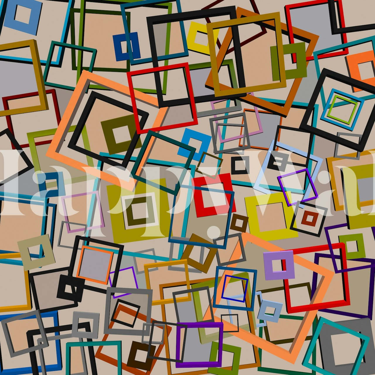 multiple Squares 2 ταπετσαρία σε ένα δωμάτιο