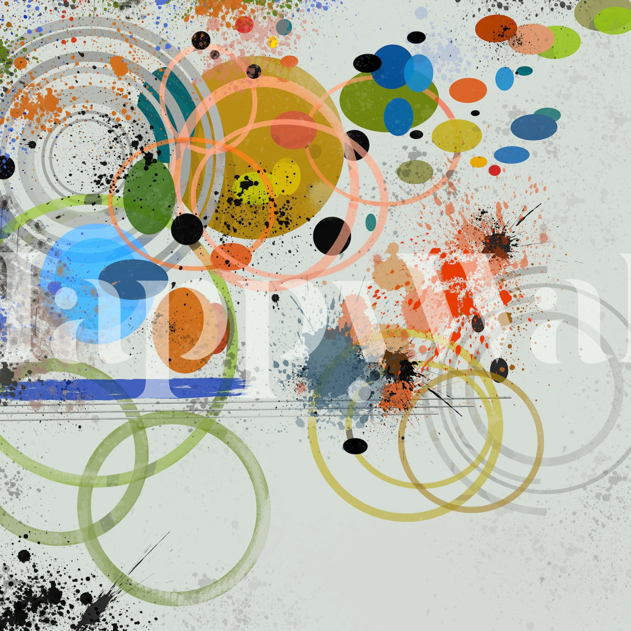 Farverige Circles tapet i et rum