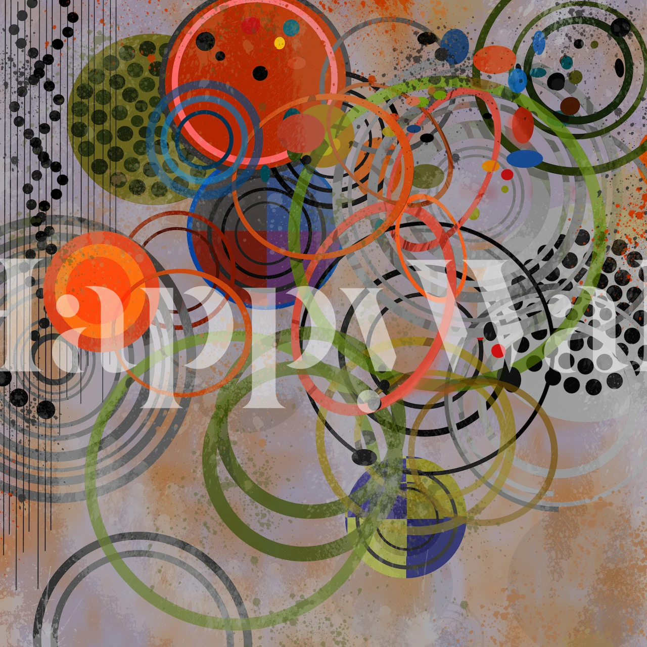 Colorful abstract circles in various sizes and colors wallpaper