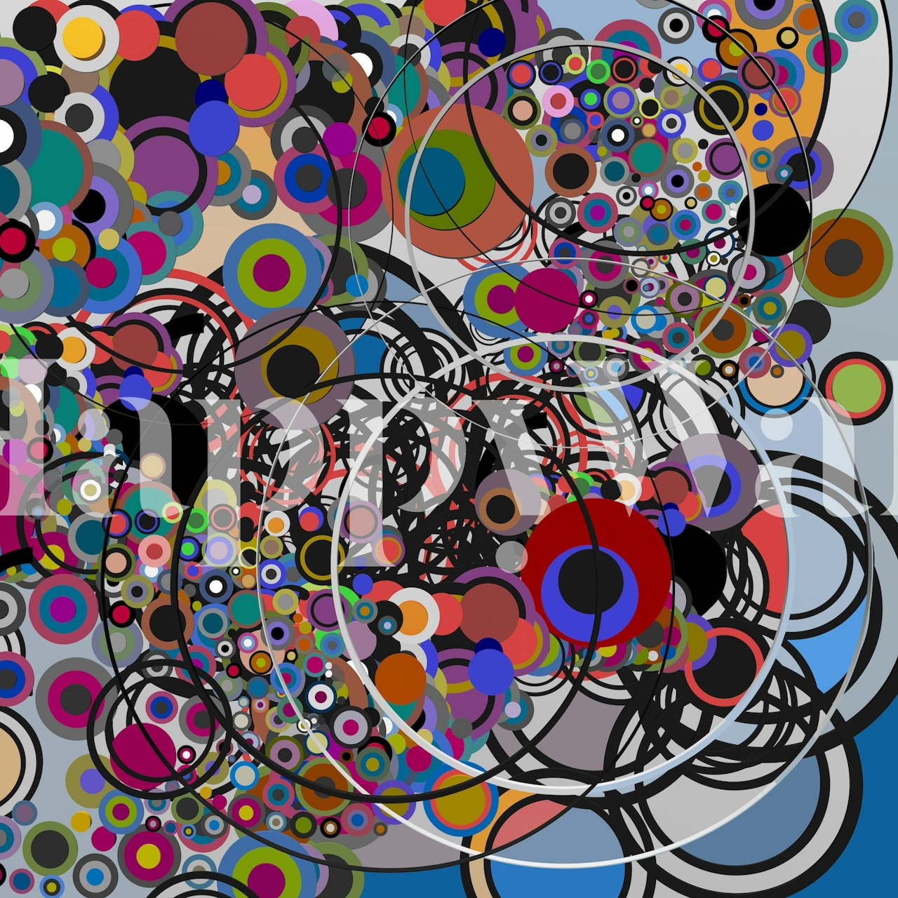 Colorful geometric circles design on gray background wallpaper