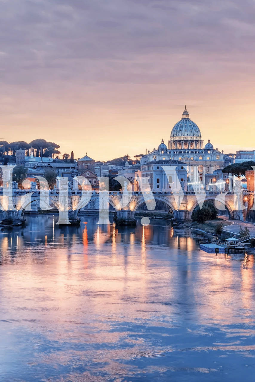 Wallpaper design featuring sunset in Rome