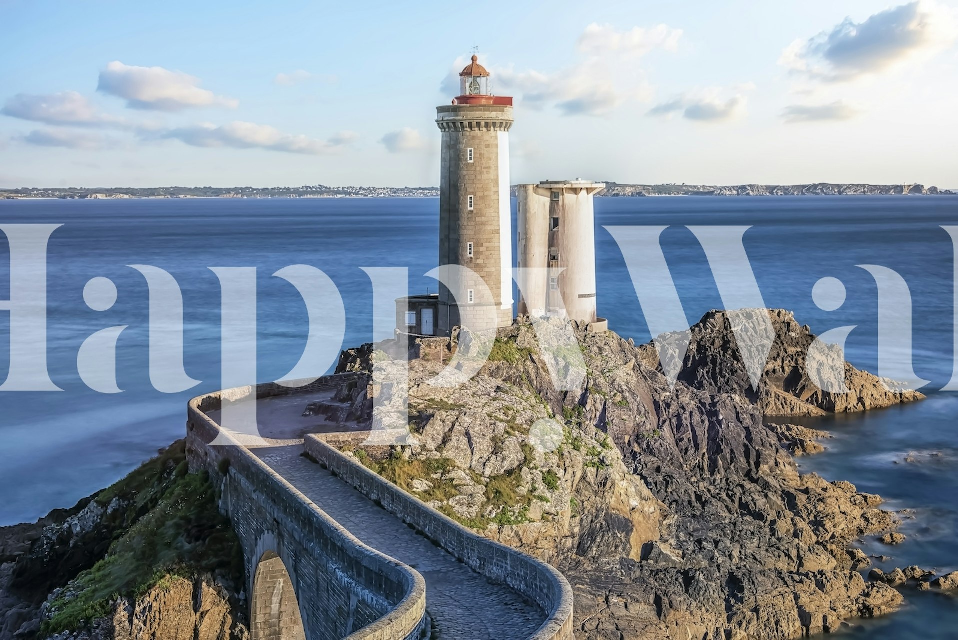 French coastal landscape with lighthouse and ocean wallpaper
