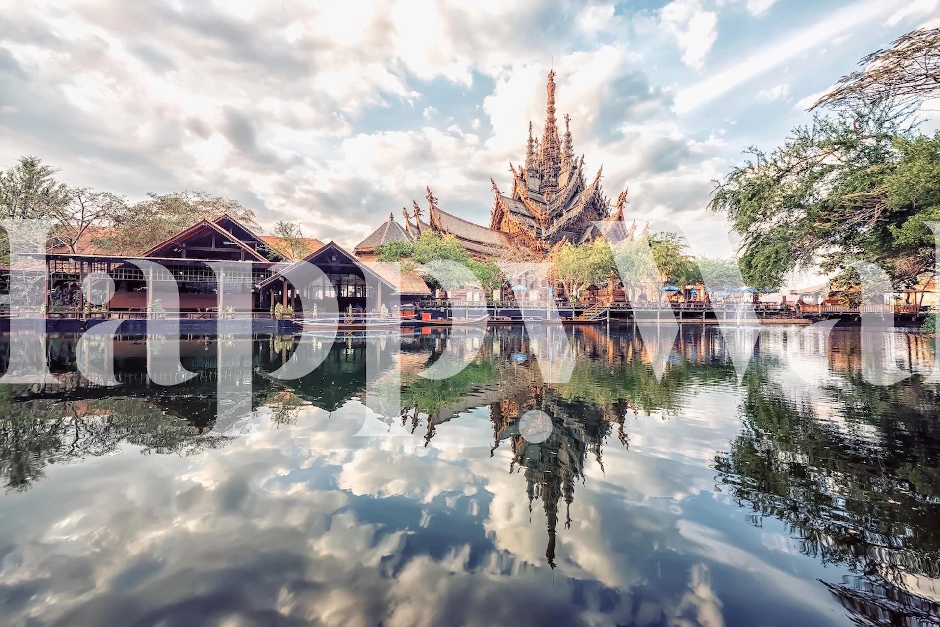 Nature reflection with warm earth tones and clouds wallpaper