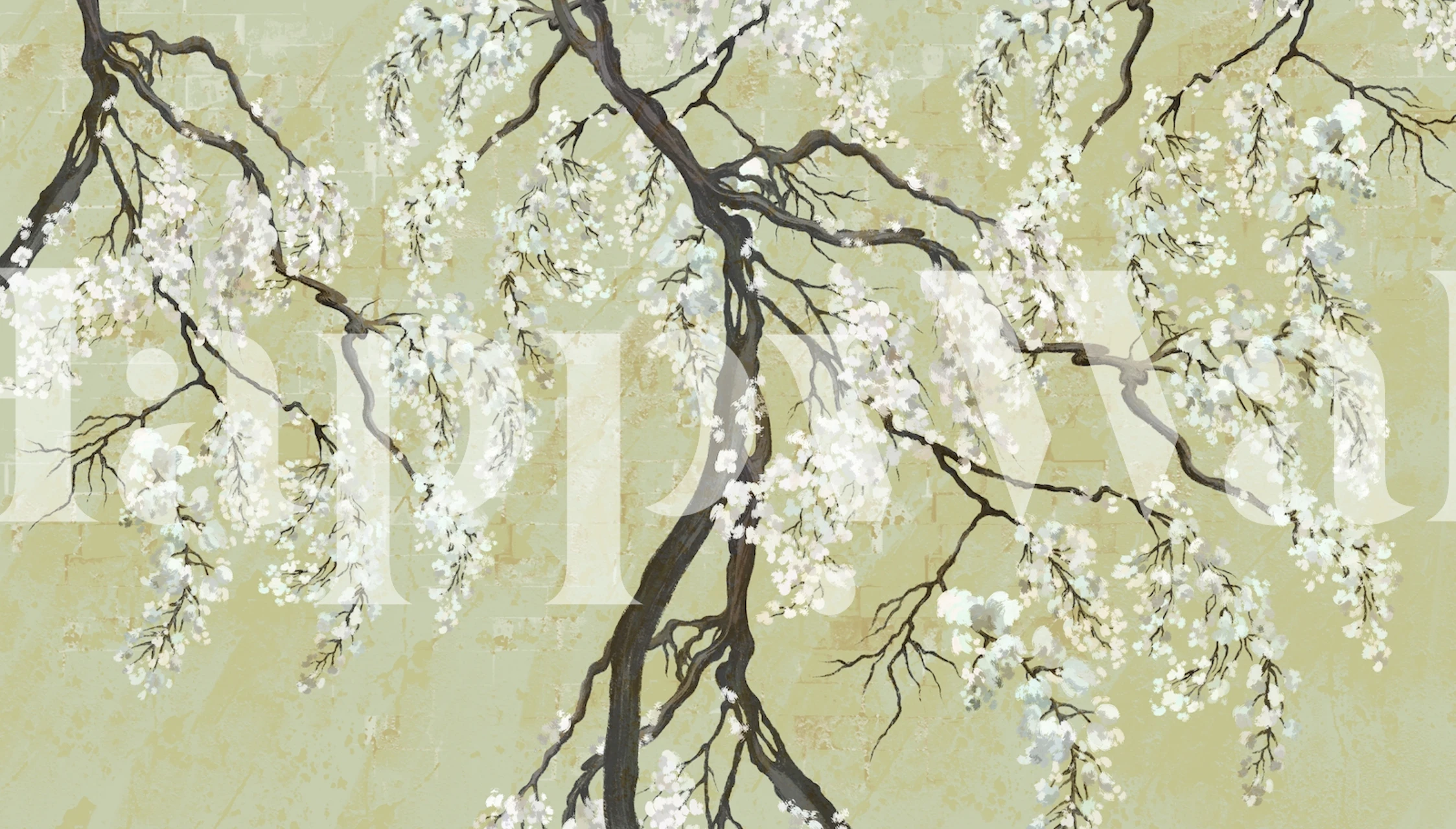 Papier peint Branch flowers affiché dans une pièce