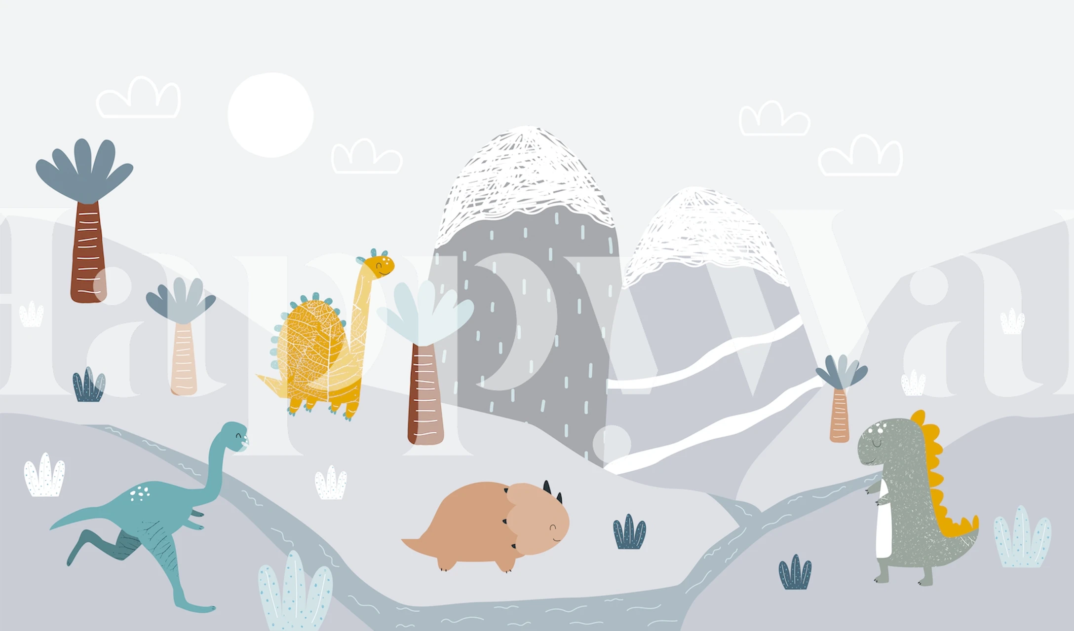 Funny dinosaurs tapet i et kids rom