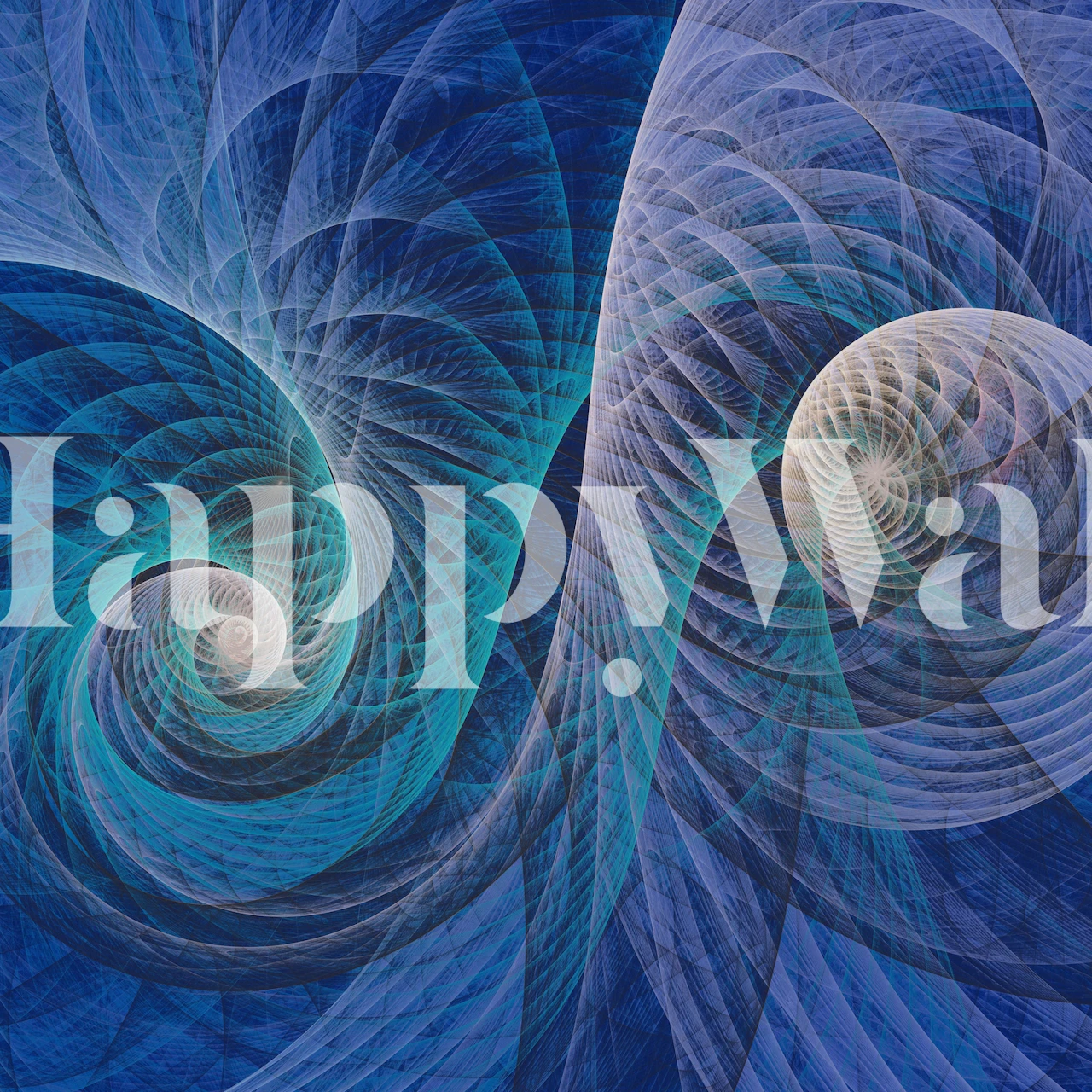 Abstract sea vortex pattern wall mural in blue tones