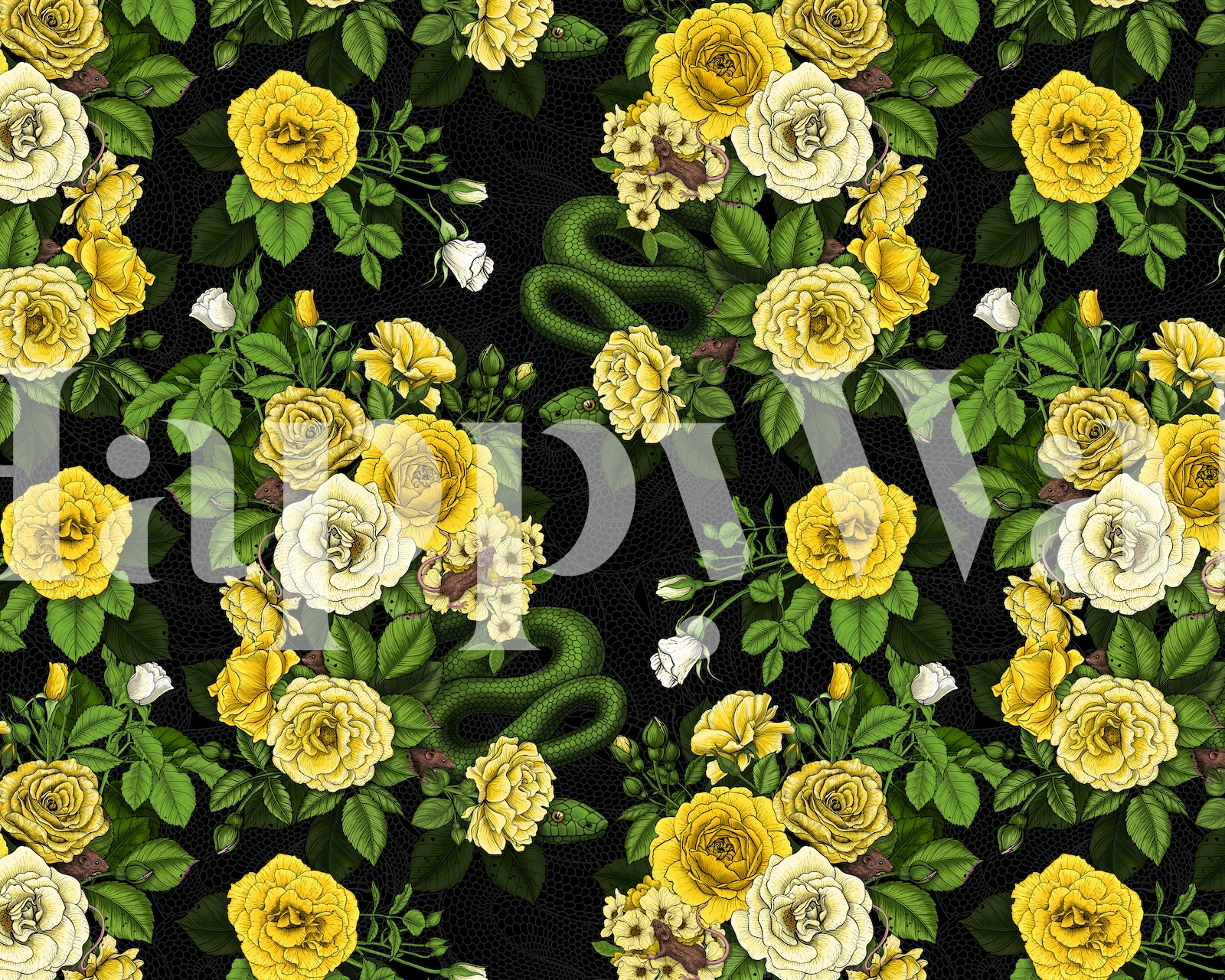 Blomster tapet med gule roser