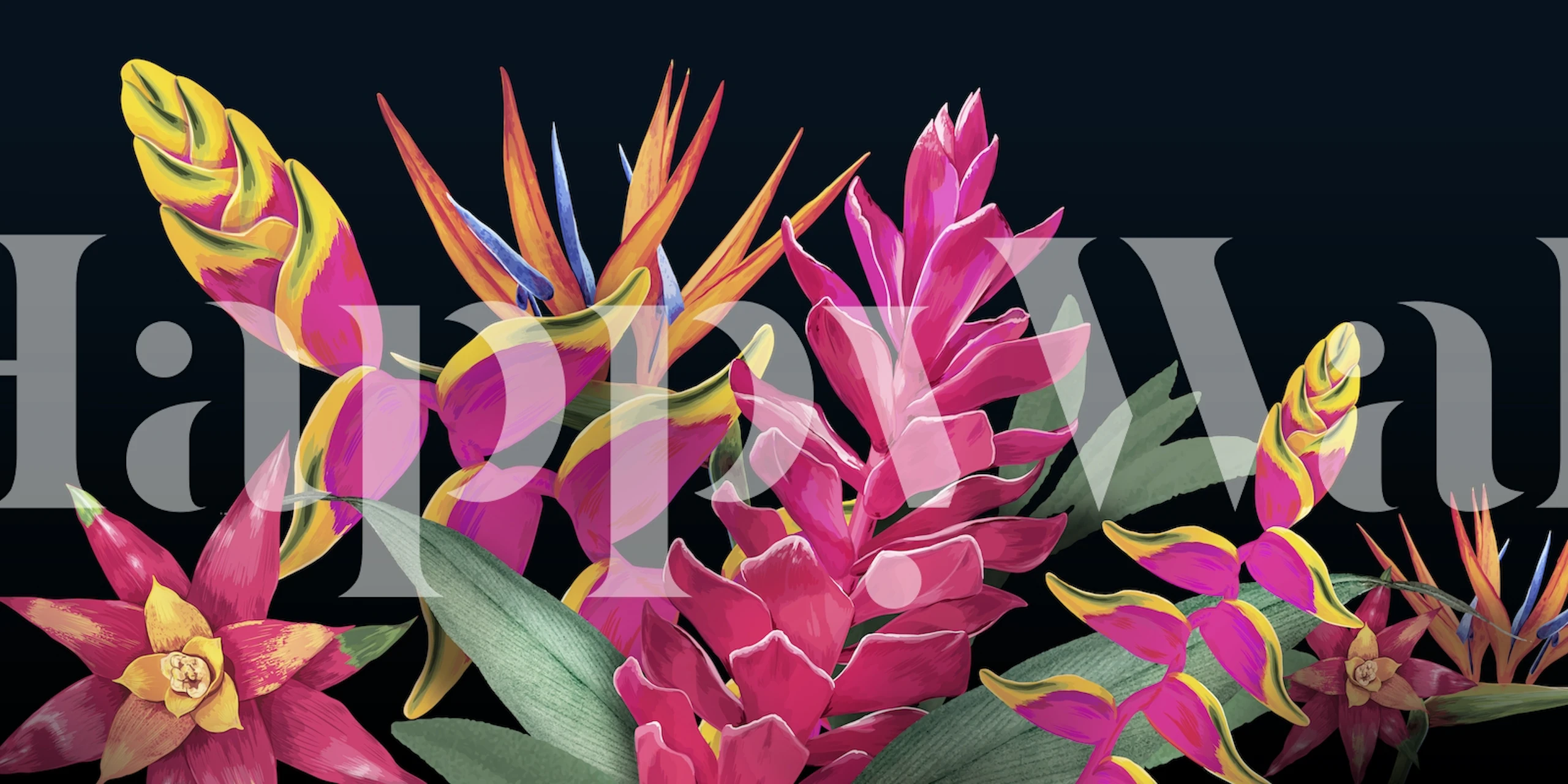 Projekt tapety Floral Tropical Blue