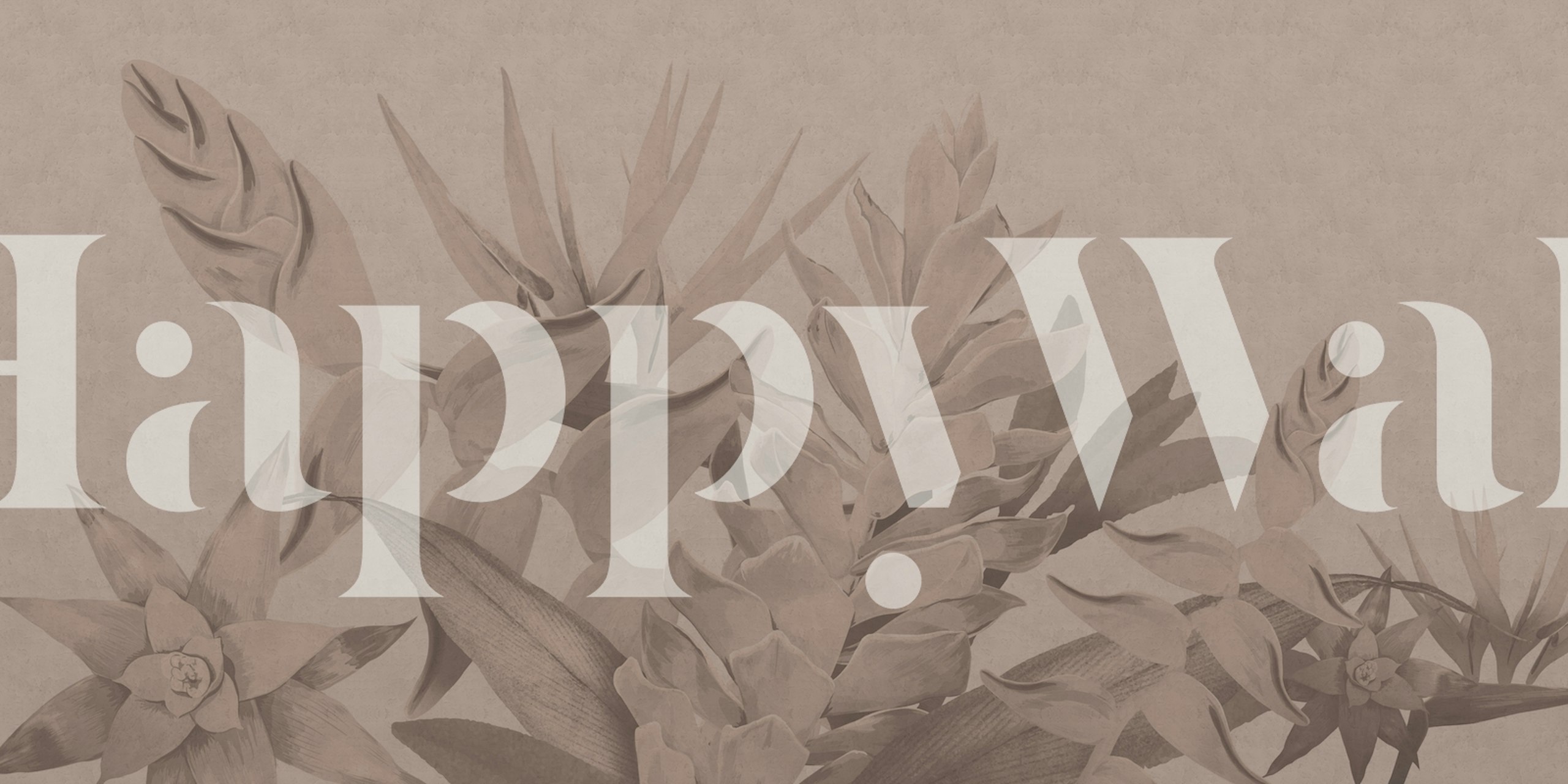 Tropical floral wallpaper in shades of beige and brown