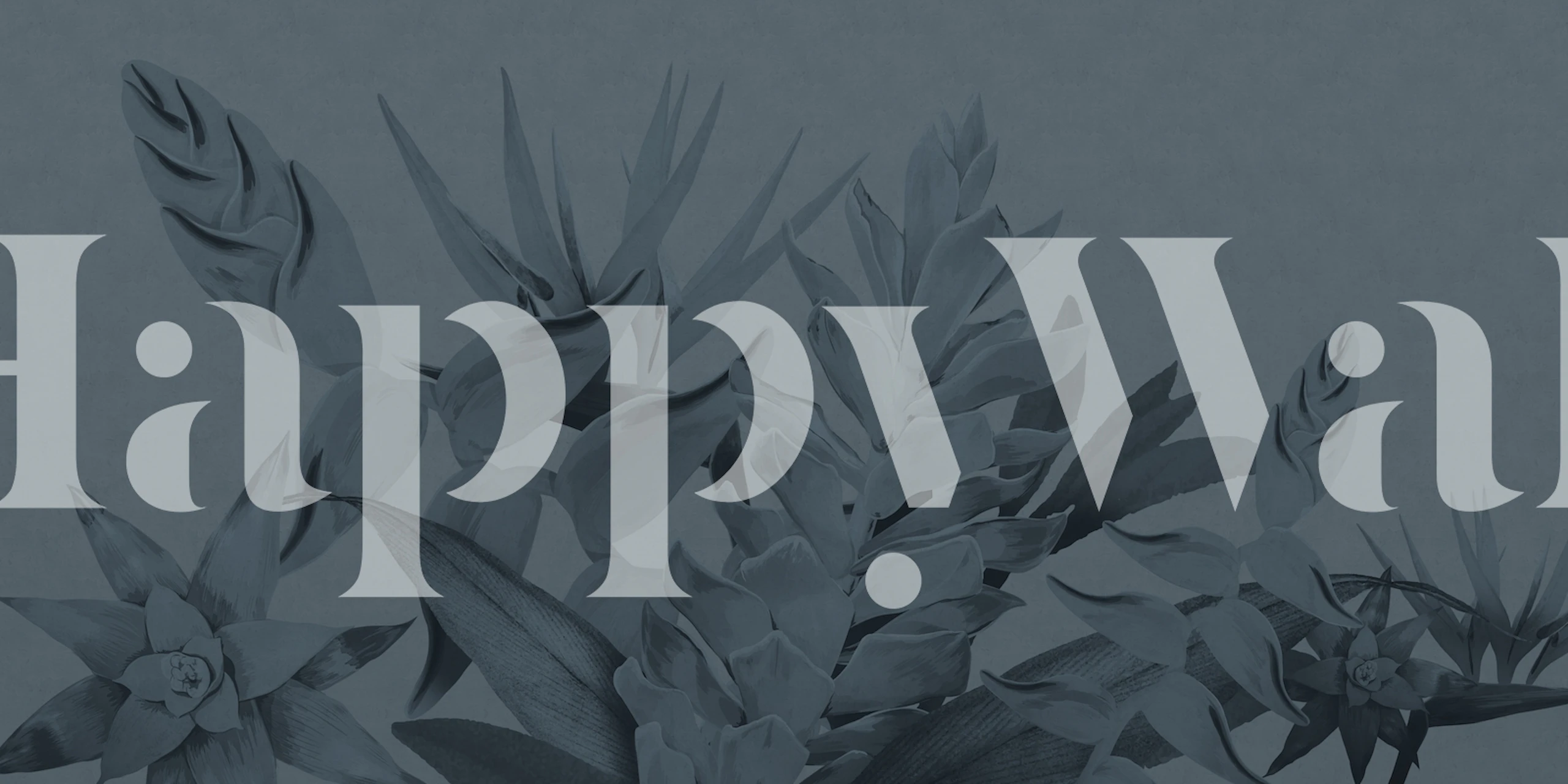 Tropical floral pattern in shades of blue wallpaper