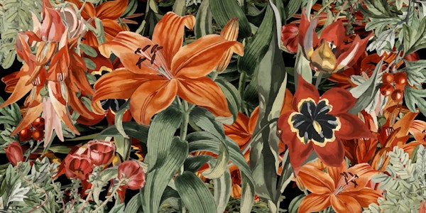 Floral Orange Black