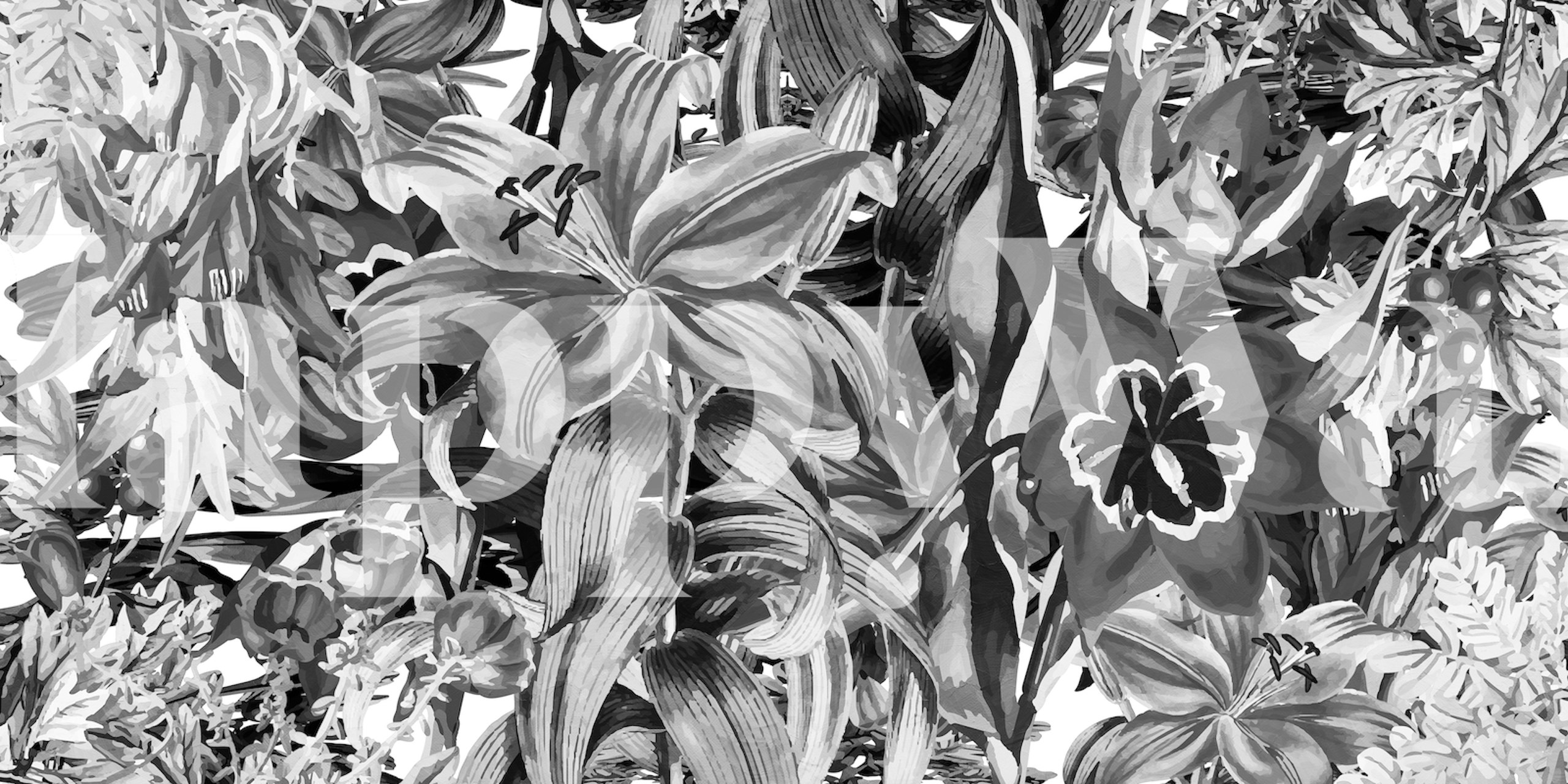 Floral pattern with gray and orange colors wallpaper