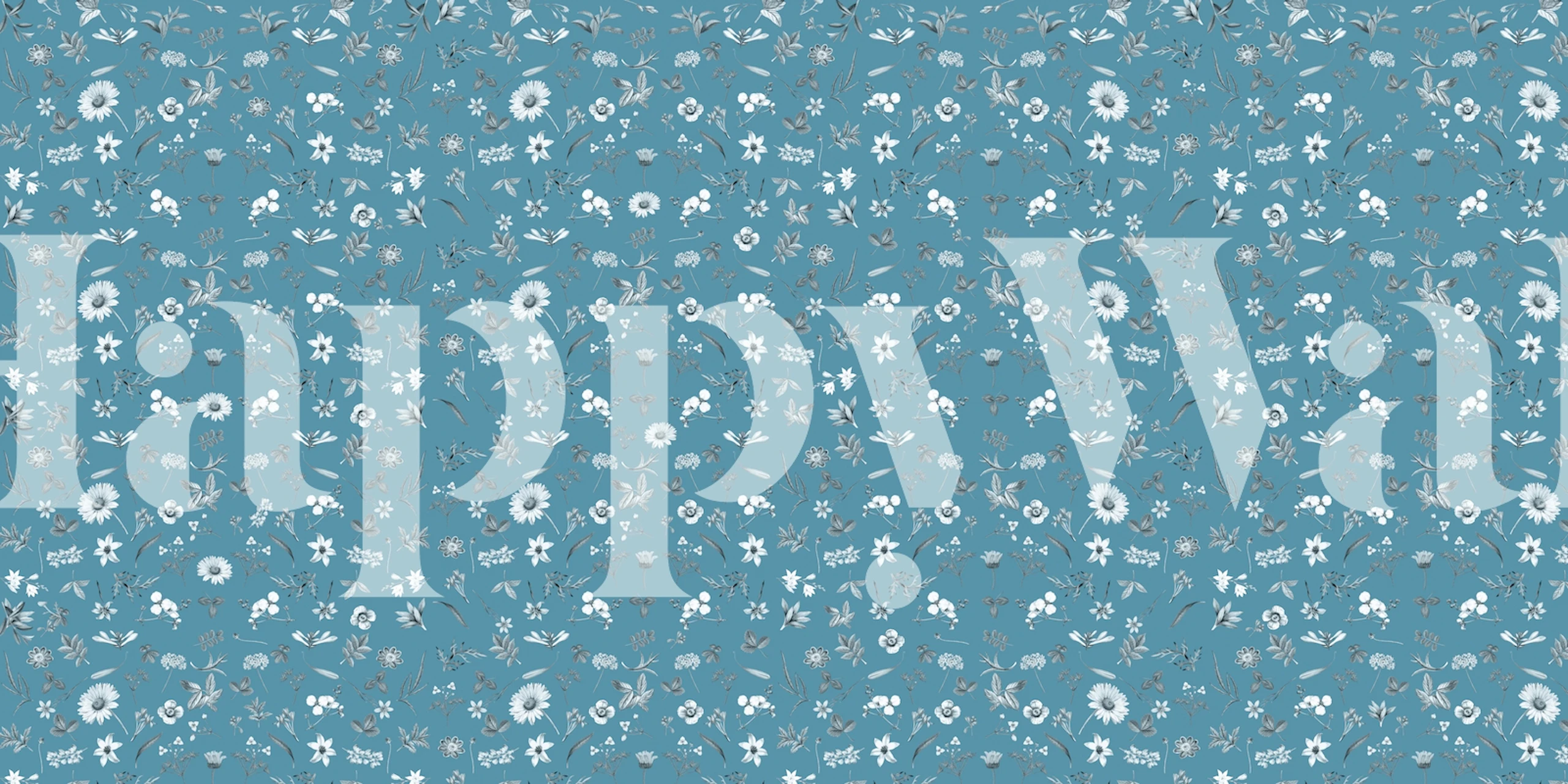 Floral pattern on blue background wallpaper