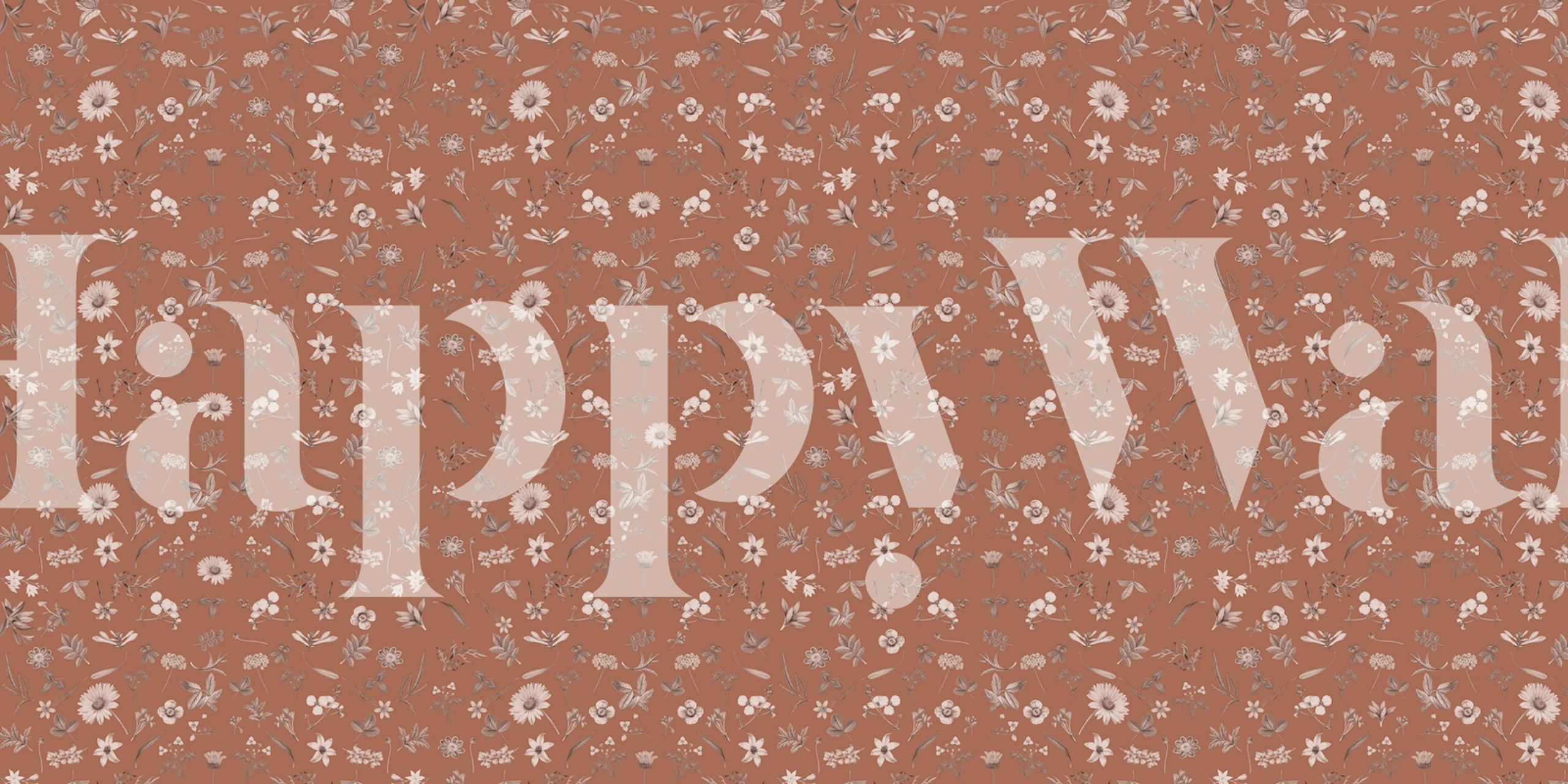 Brown floral patterned wallpaper with delicate flowers
