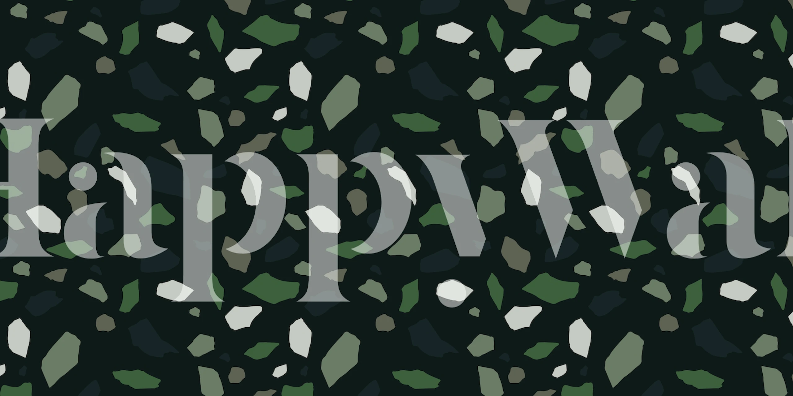 Mosaic Abstract 6 veggmaleri med mørke og smaragdgrønne toner med hvite aksenter