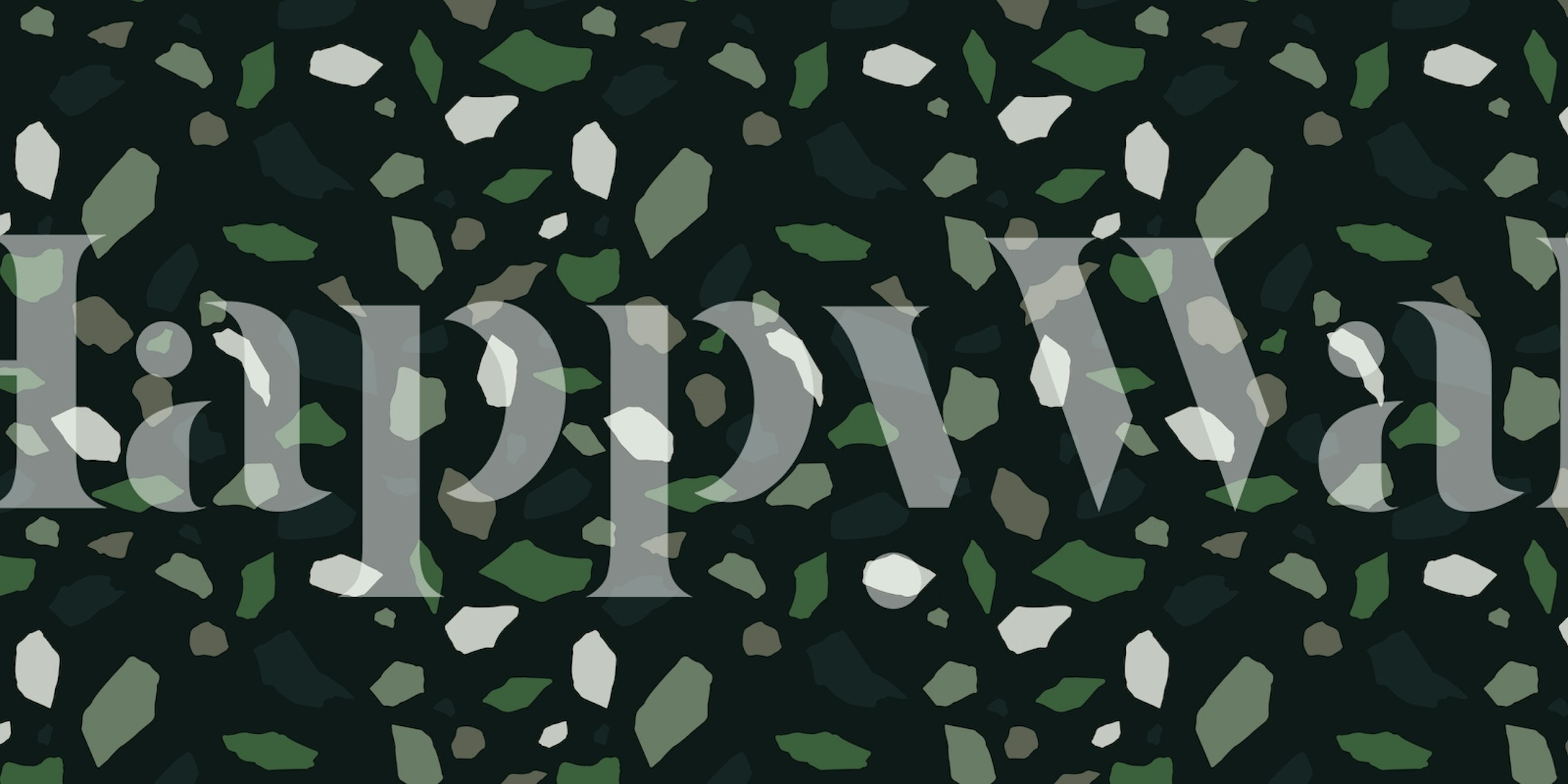 Fototapete „Mosaic Abstract 6“ mit dunklen und smaragdgrünen Tönen und weißen Akzenten