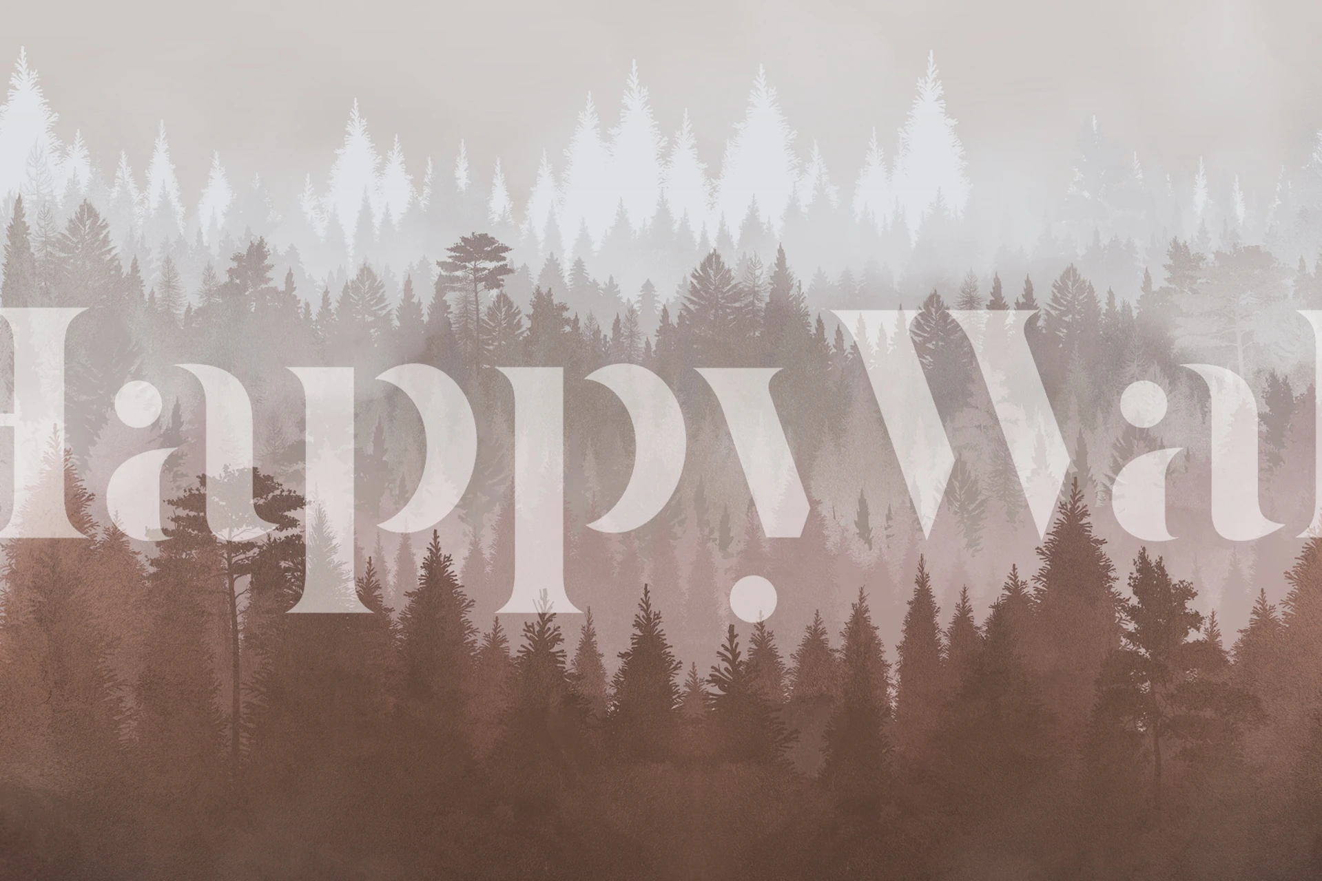 Subtle forest silhouette in shades of brown and gray wallpaper